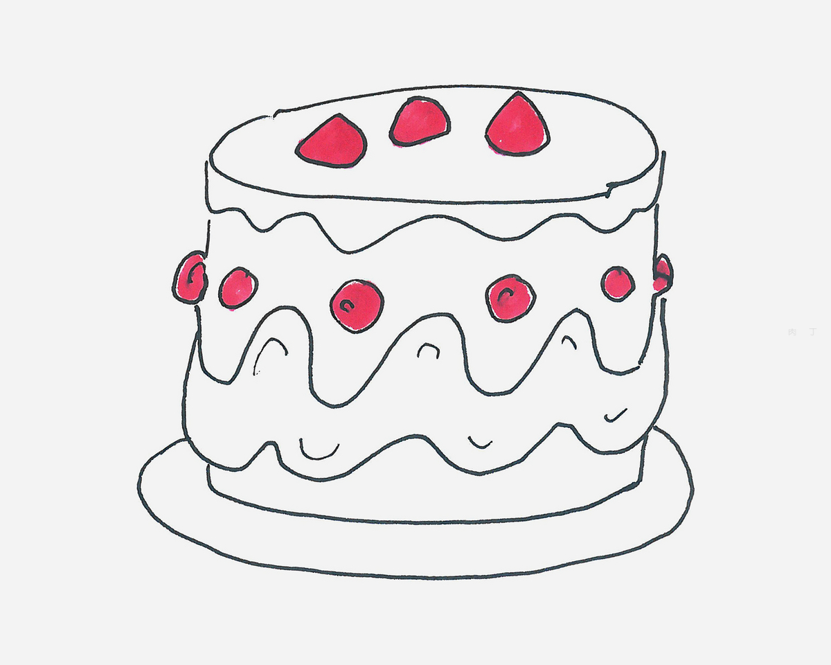 生日蛋糕简笔画画法图片步骤（适合学生画画约稿的平台） - 有点网 - 好手艺