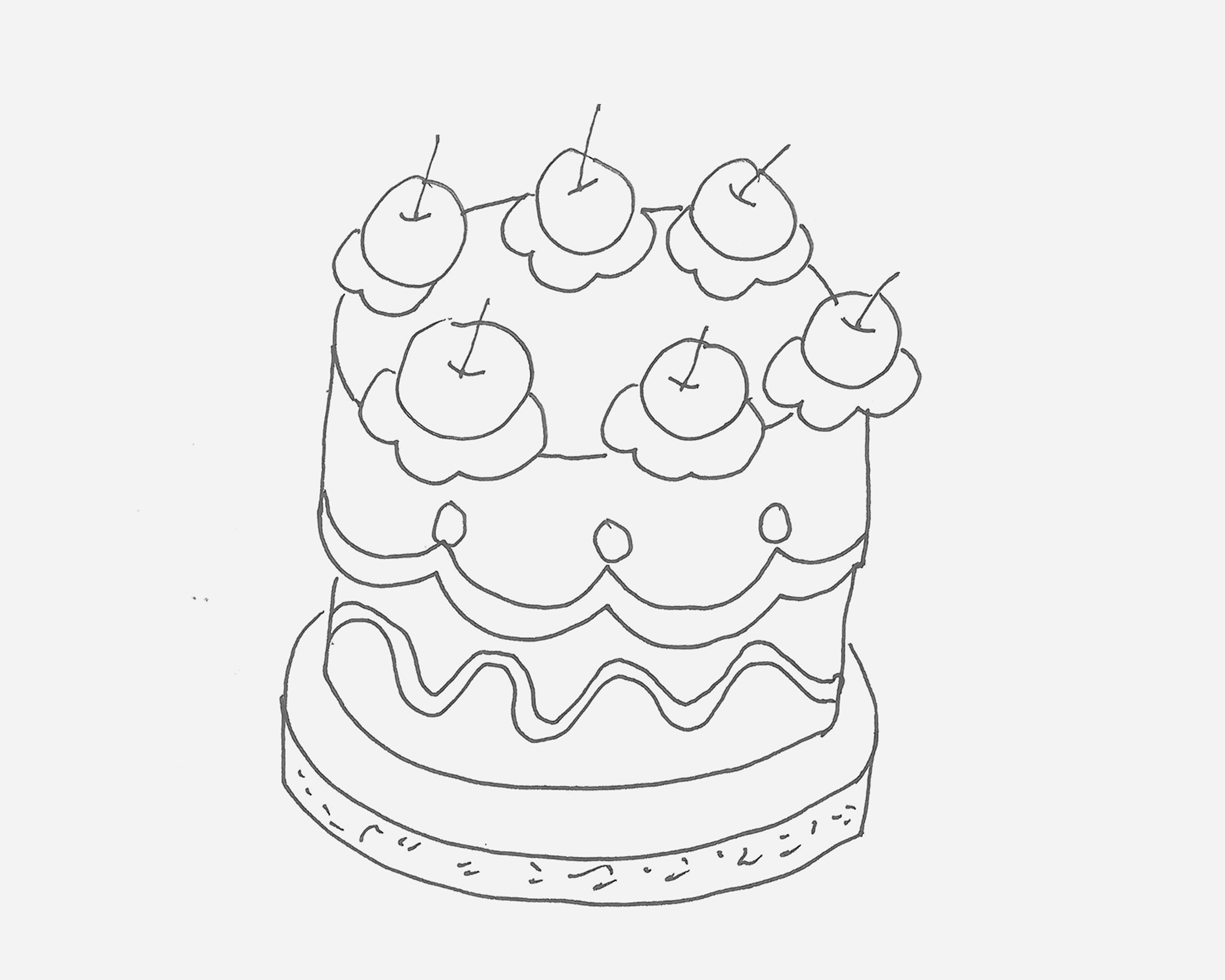 4-6岁儿童画教程 简单小蛋糕的画法图解