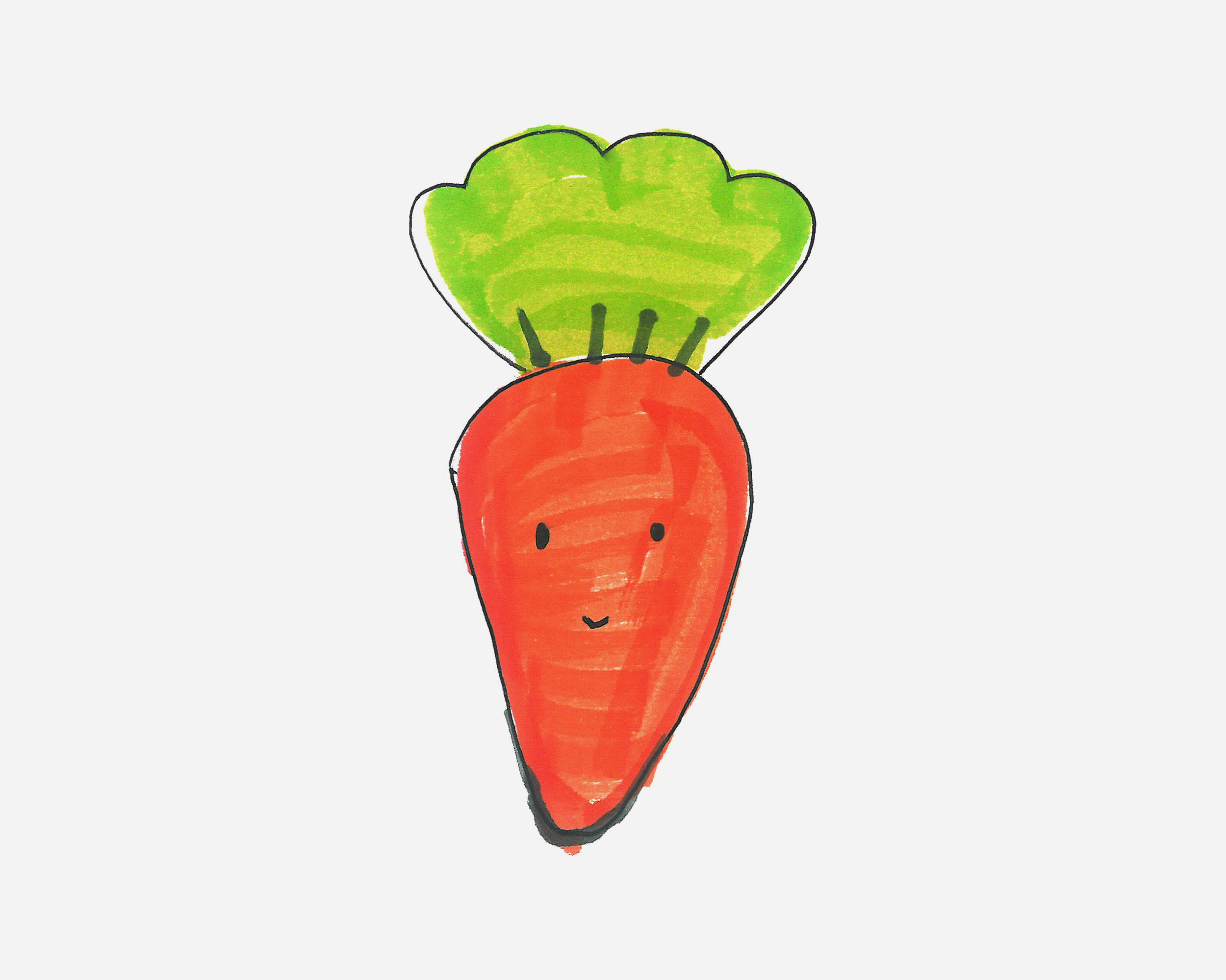 4岁简笔画教程 可爱胡萝卜怎么画最简单