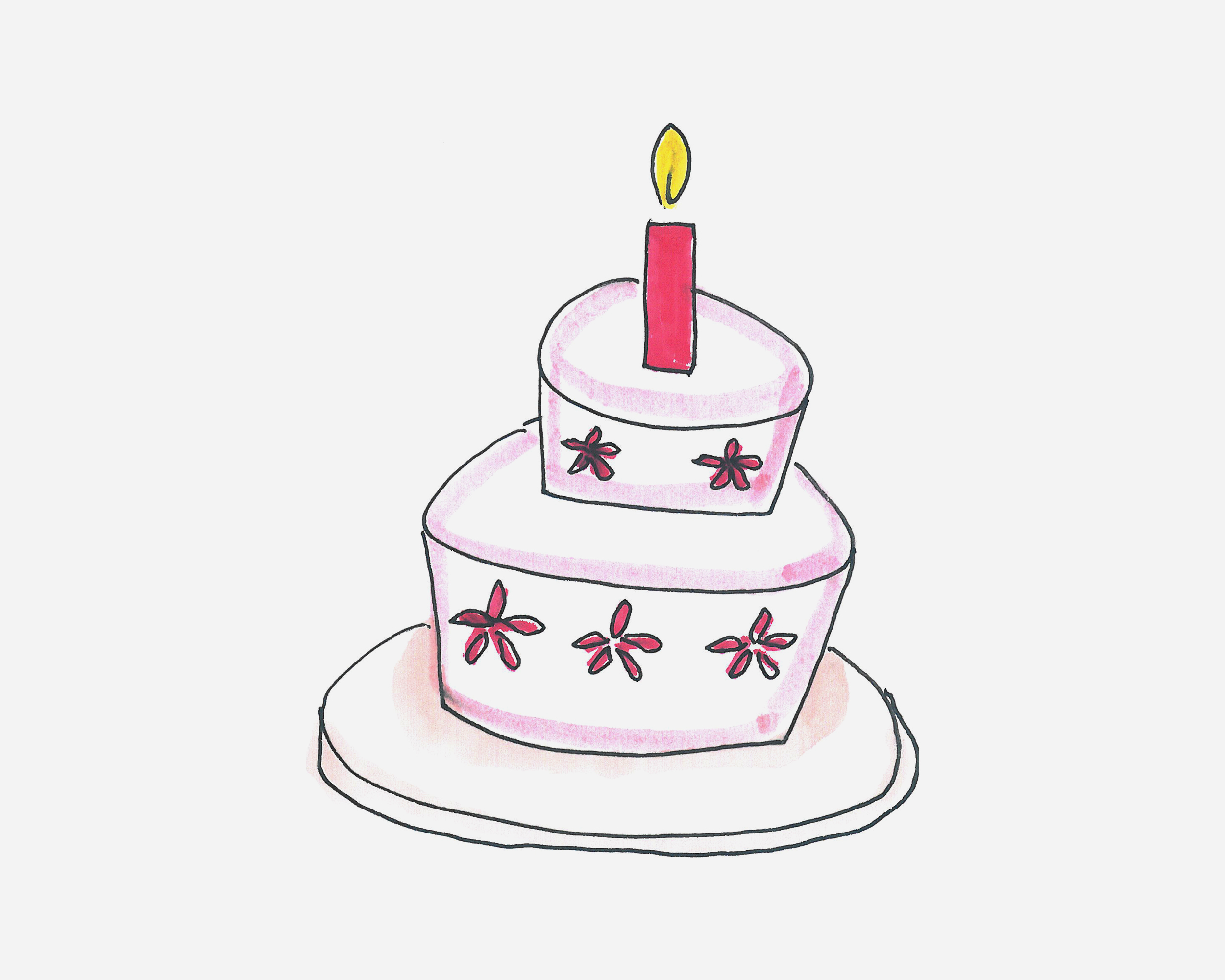 简单又漂亮简笔画食物 生日蛋糕的画法图解教程 肉丁儿童网