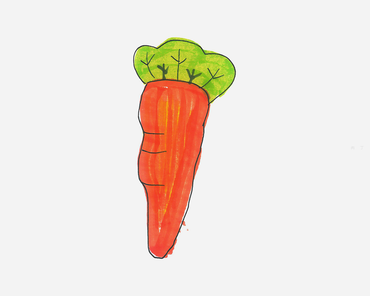 涂色画食物 怎么画胡萝卜画法步骤图解 肉丁儿童网