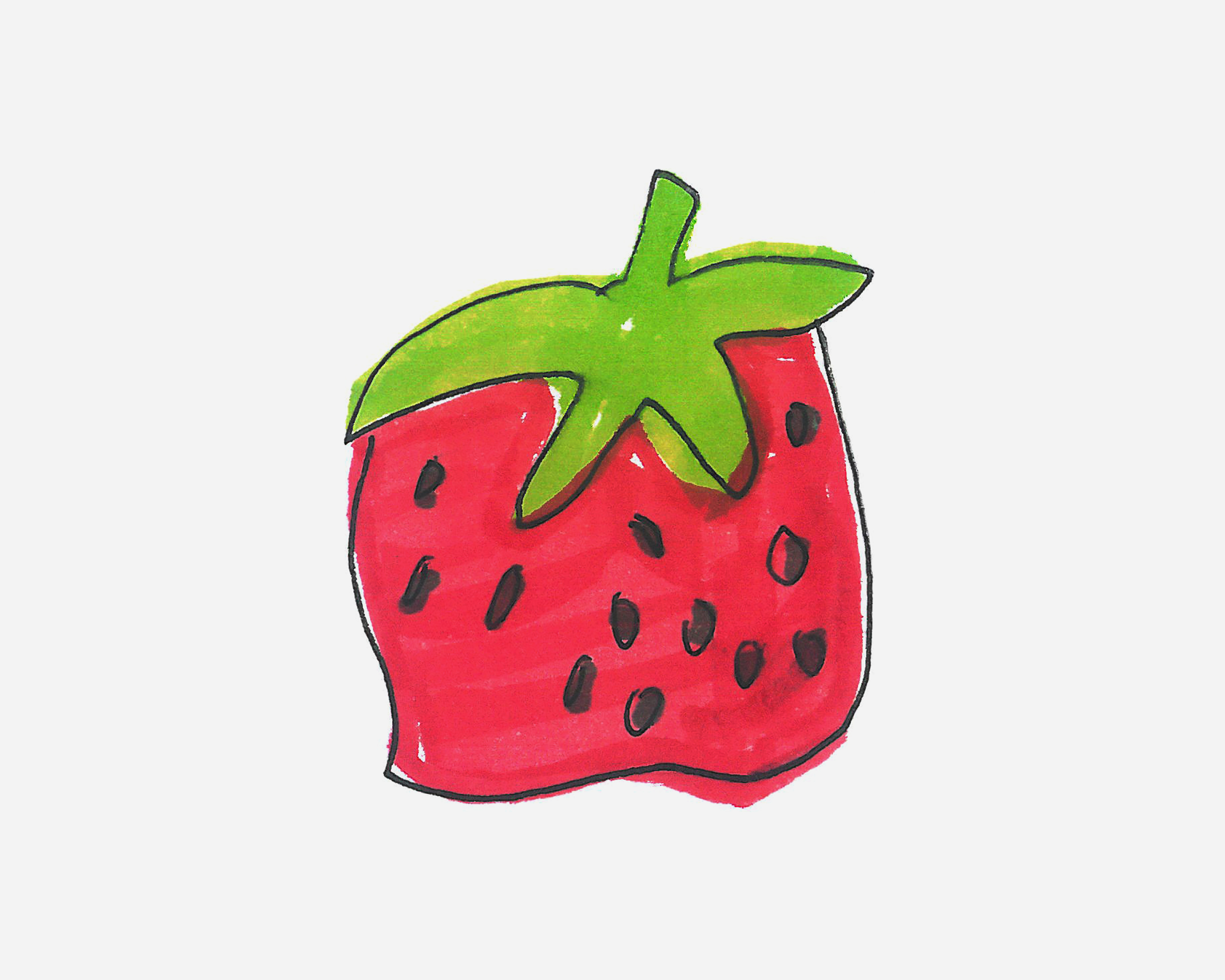3-6岁简笔画教程 小草莓的画法图解教程