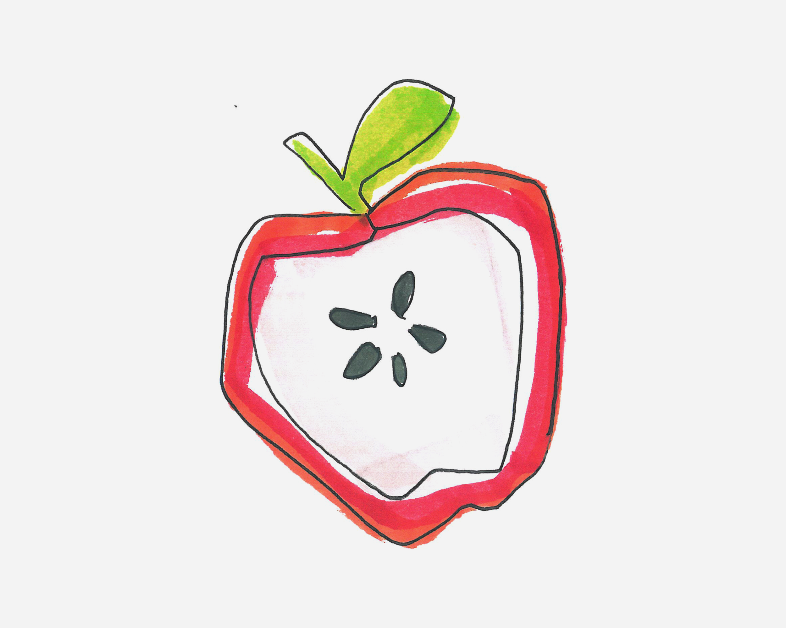 7-8岁儿童简笔画教程 色彩小苹果的画法