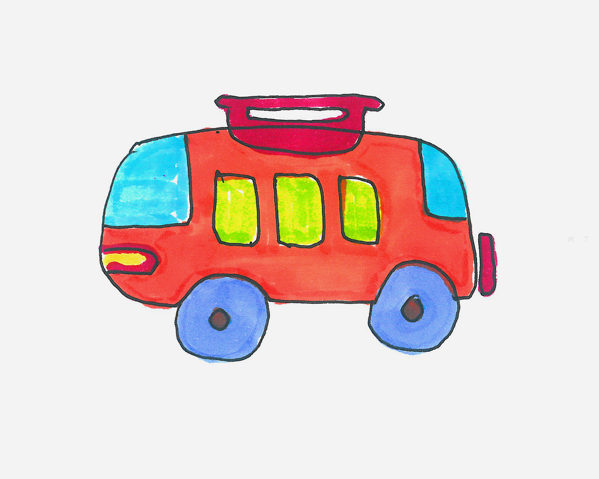 彩色的公交车简笔画 _汽车简笔画
