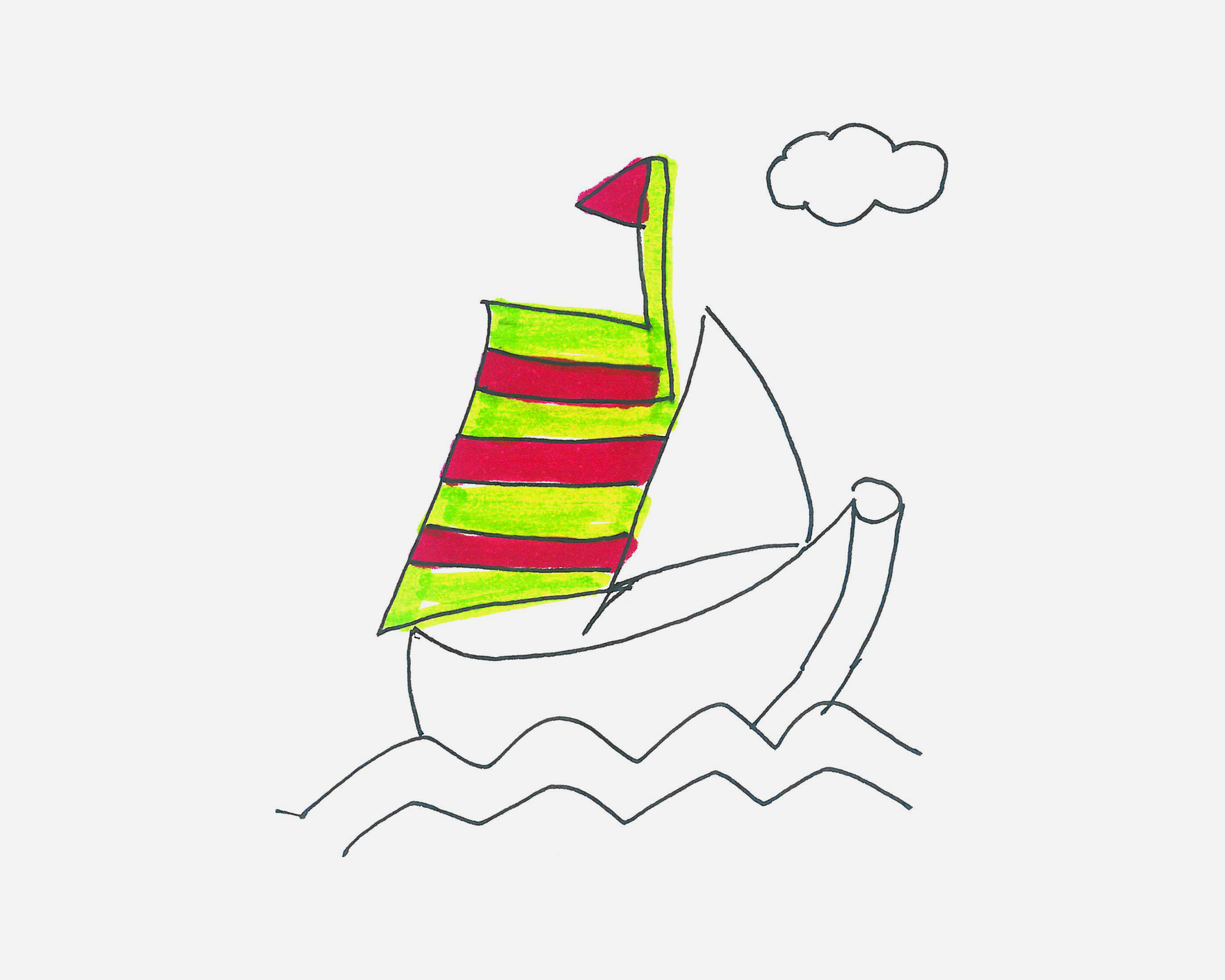 大海里的帆船简笔画画法图片步骤（学画画能赚钱吗） - 有点网 - 好手艺