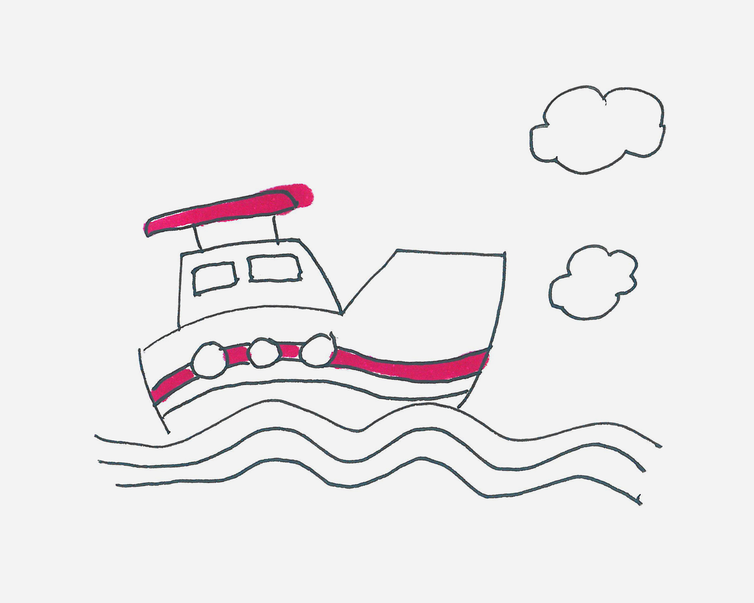 小船轮船云朵河水可爱卡通设计元素手绘模板免费下载_psd格式_2000像素_编号39753692-千图网