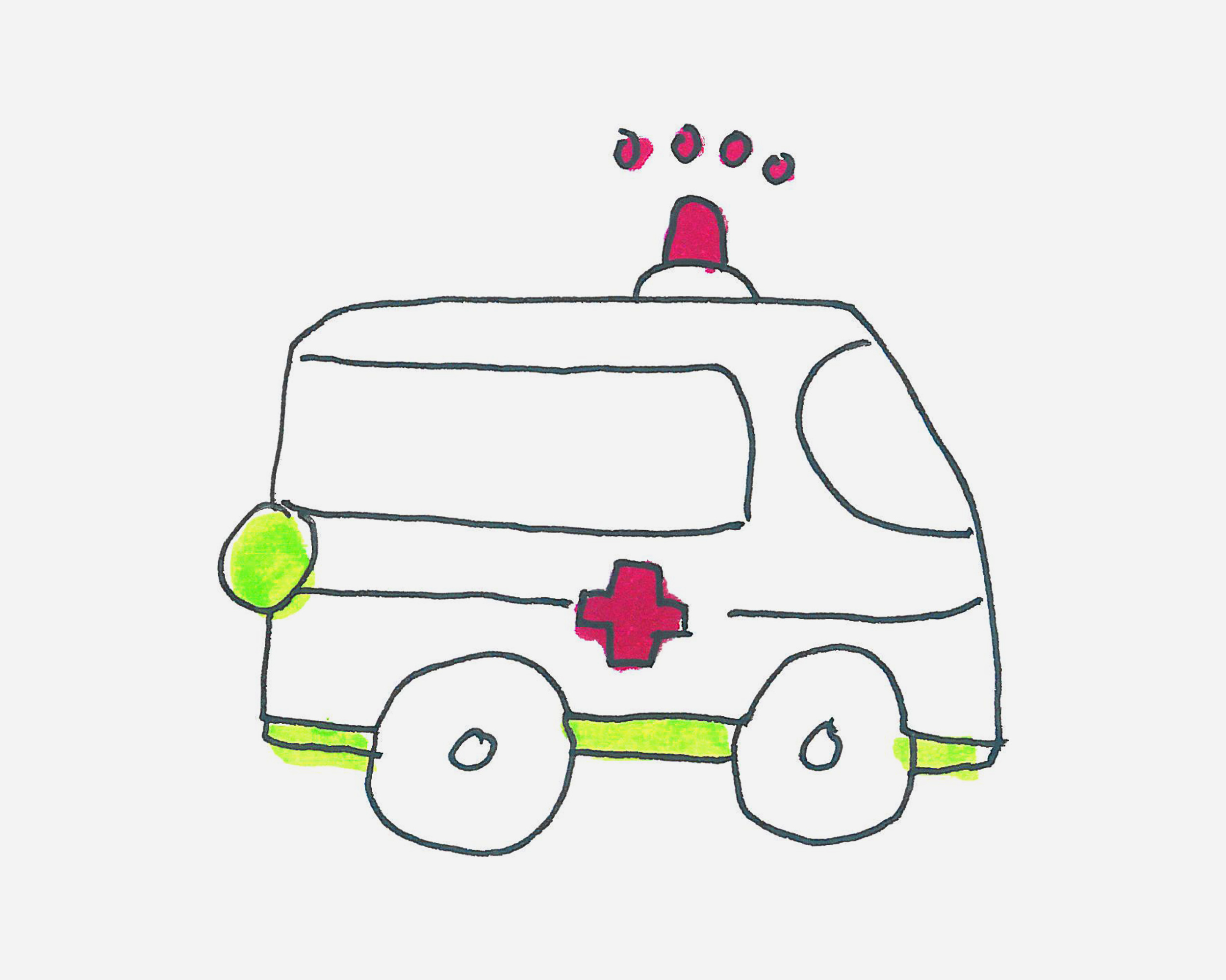 简单救护车简笔画画法图片步骤（6一7岁儿童简笔画） - 有点网 - 好手艺