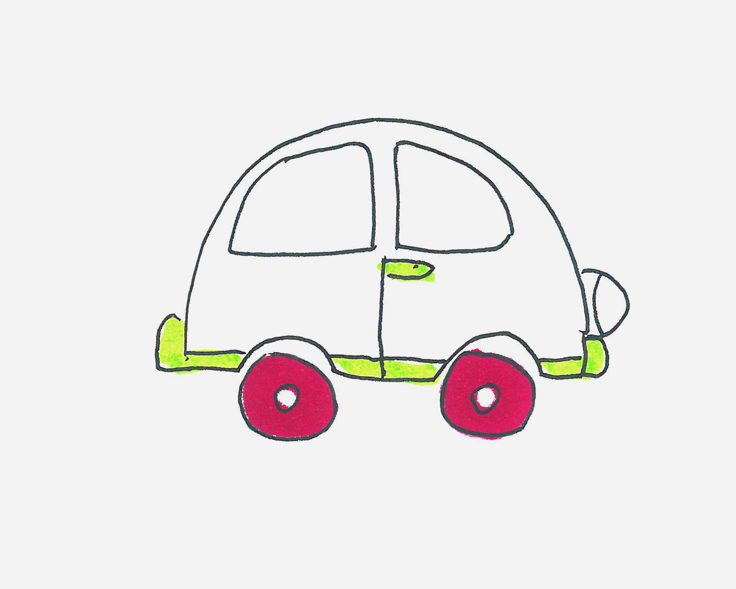 可爱小汽车简笔画画法图片步骤（宝宝学涂鸦画画下载） - 有点网 - 好手艺