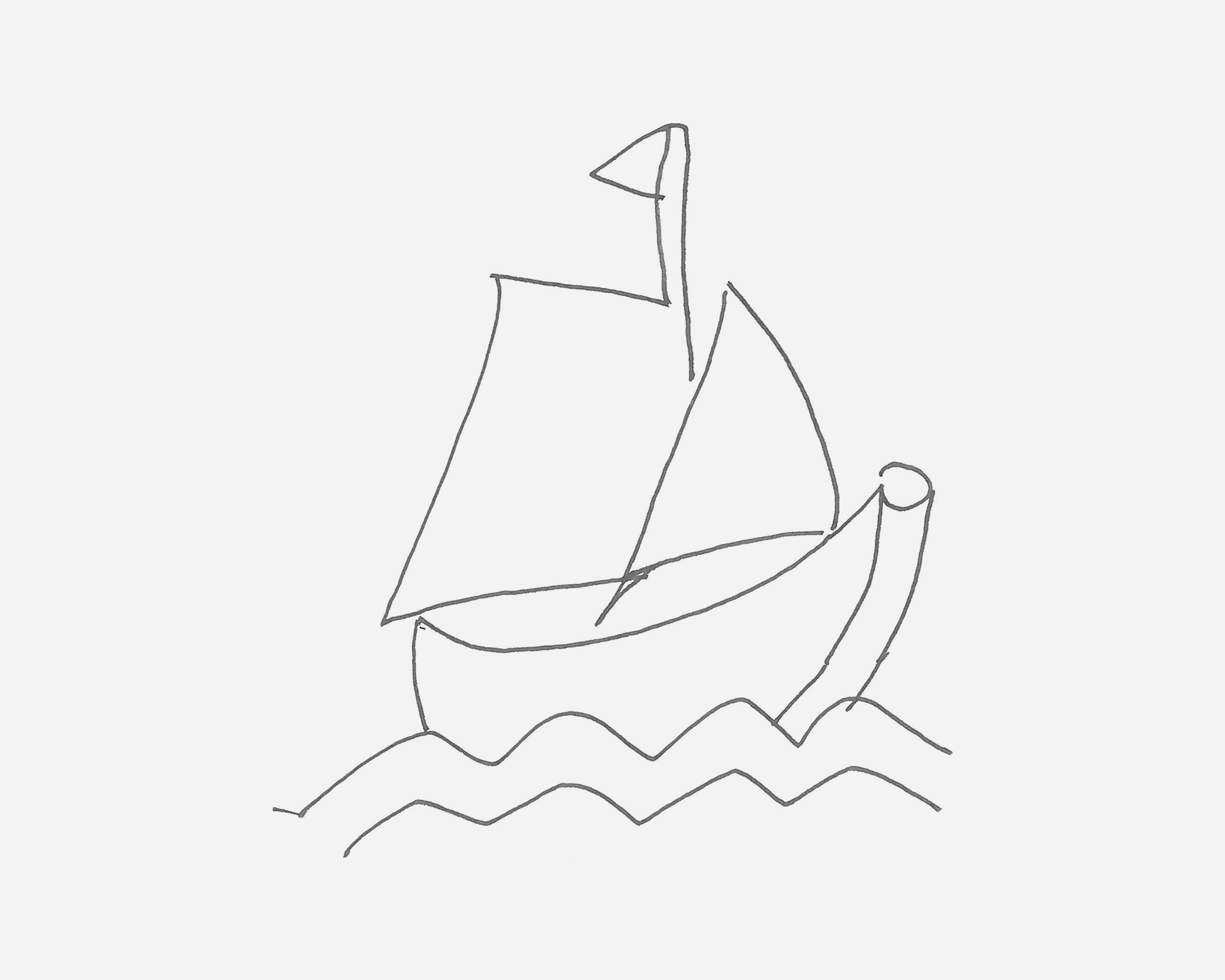 一艘褐色的帆船简笔画高清PNG素材