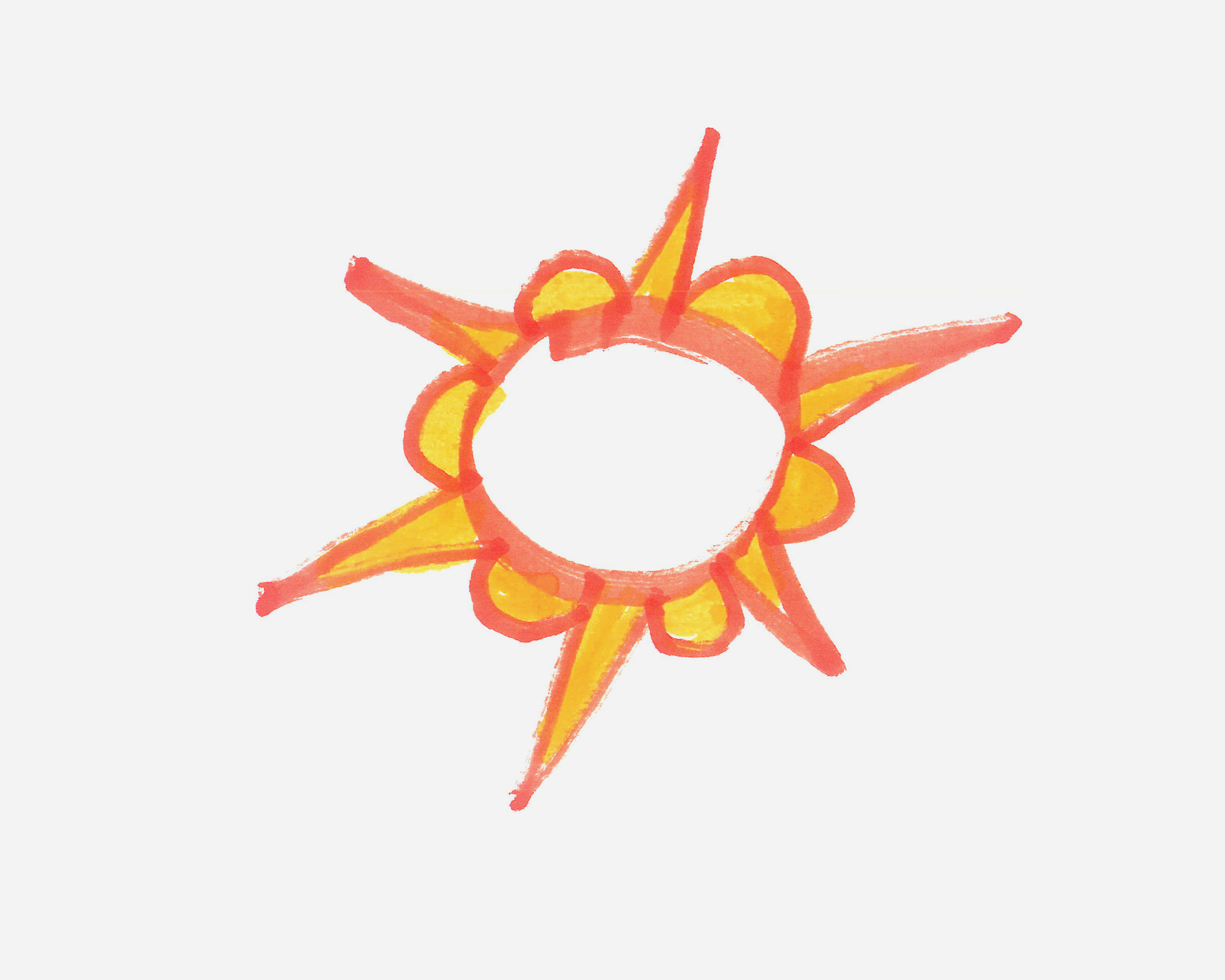 6岁简笔画教程 有颜色小太阳怎么画