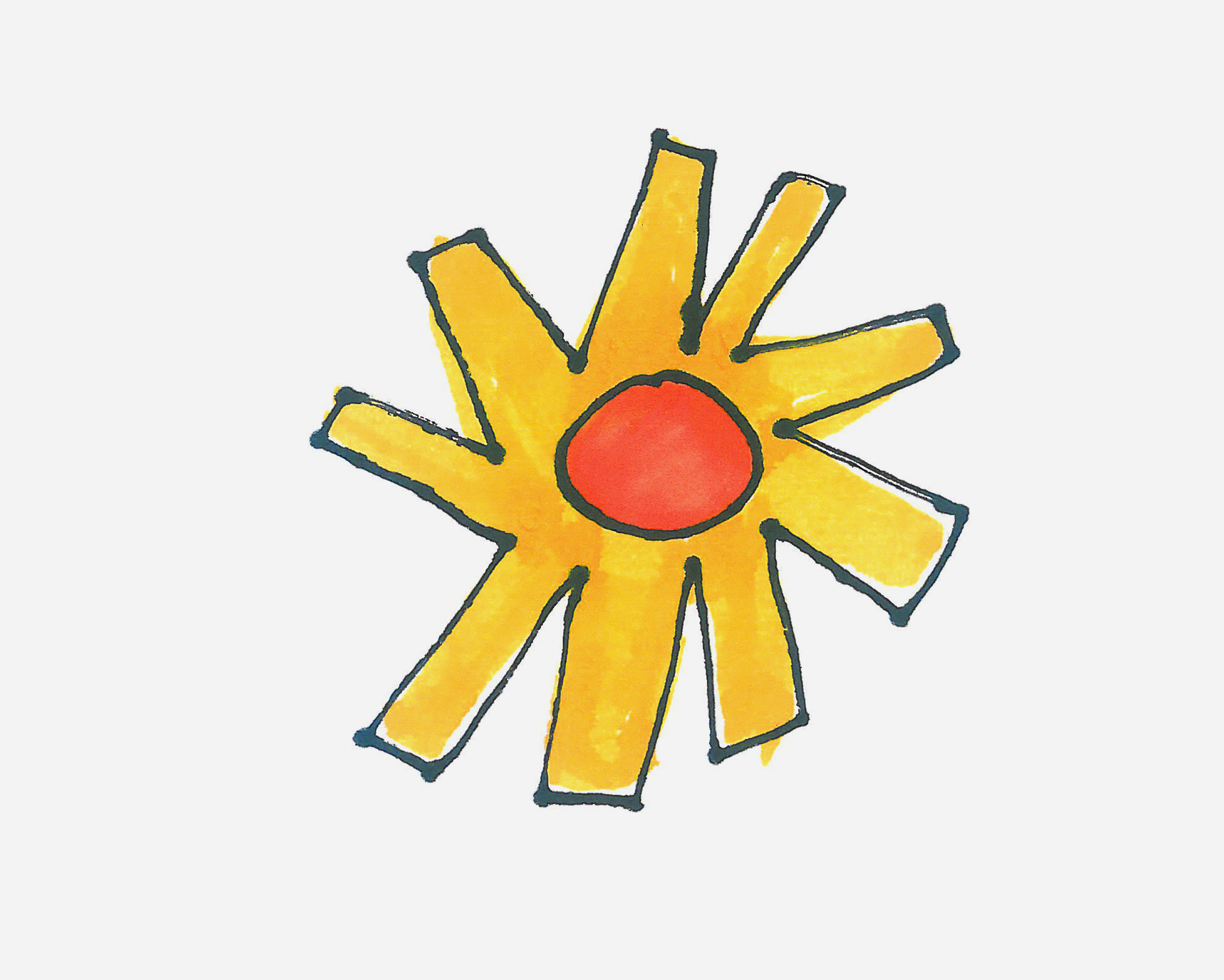 8岁简笔画启蒙教程 带颜色太阳怎么画