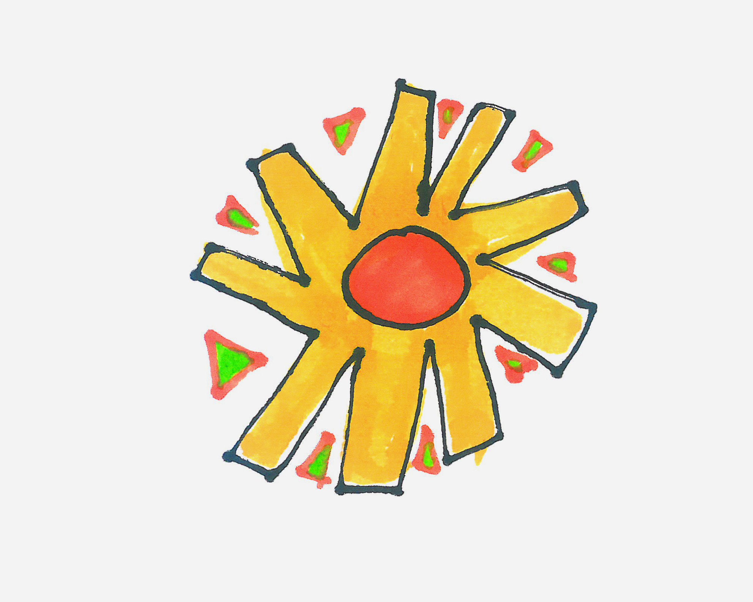 8岁简笔画启蒙教程 带颜色太阳怎么画