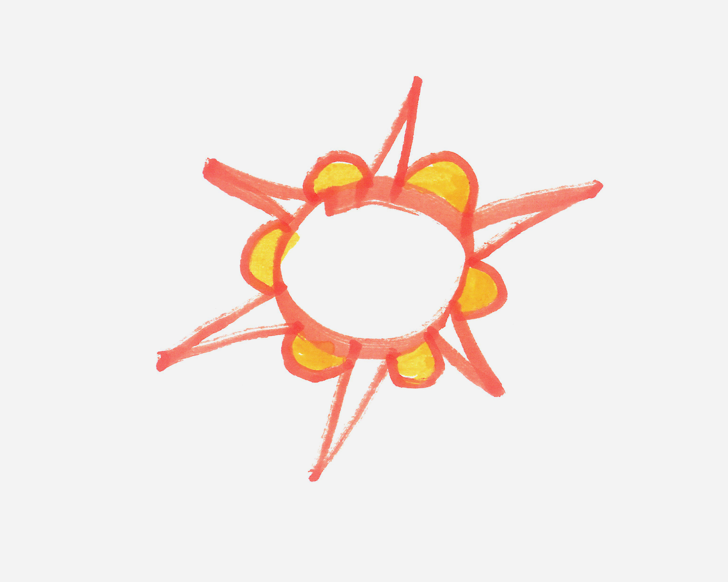 6岁简笔画教程 有颜色小太阳怎么画