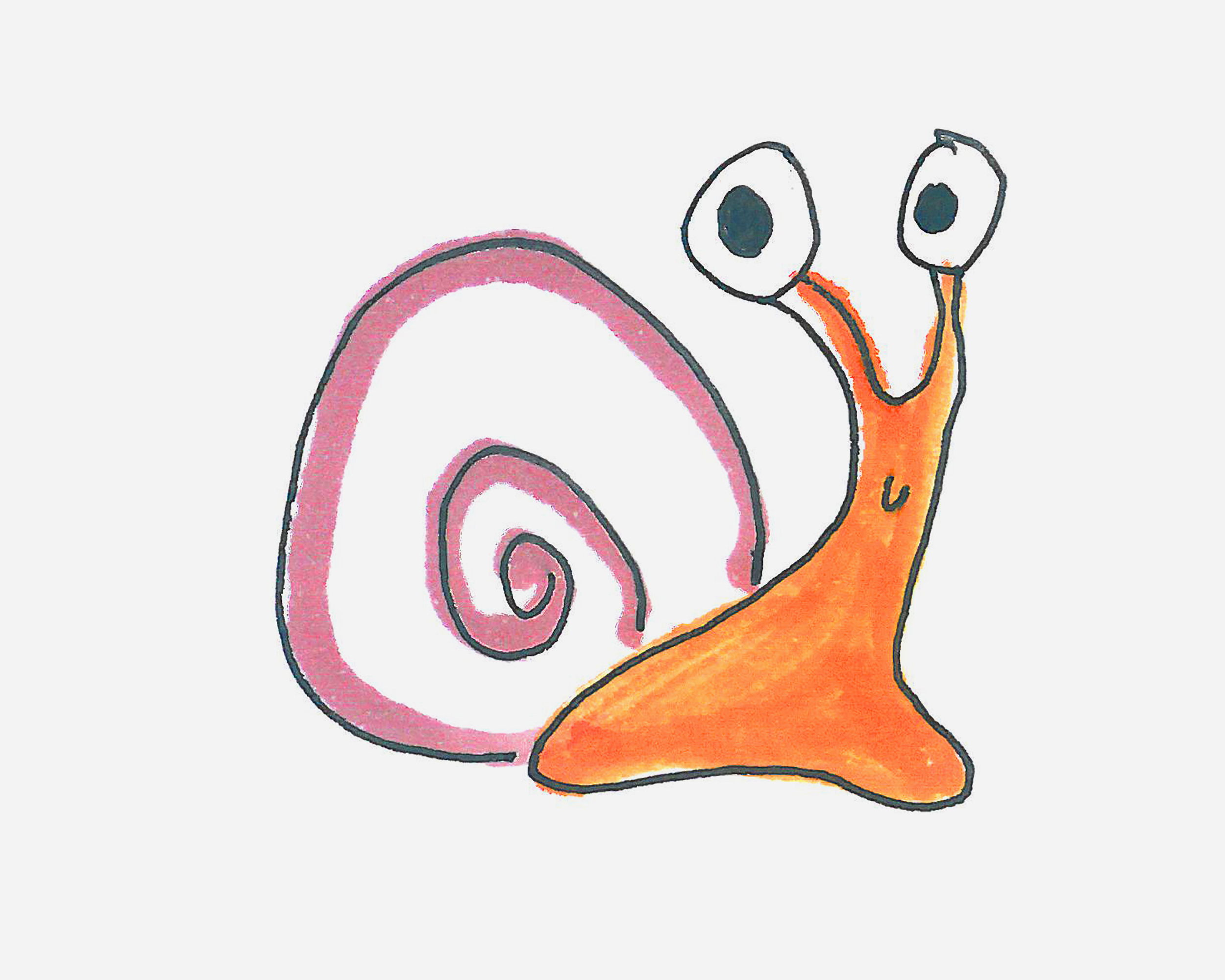 彩色卡通蜗牛简笔画画法图片步骤