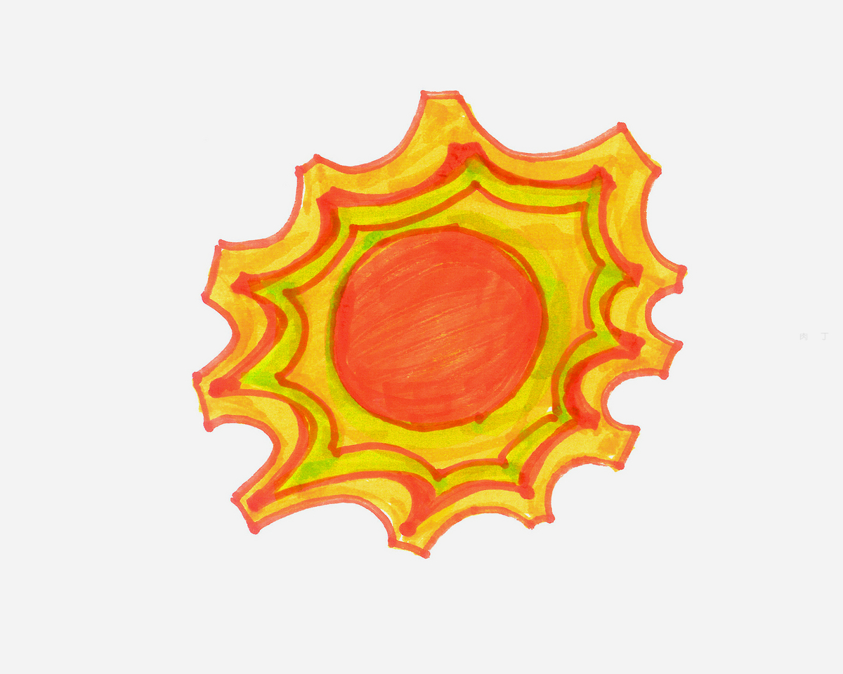 7-8岁简笔画教程 带颜色太阳的画法教程💛巧艺网