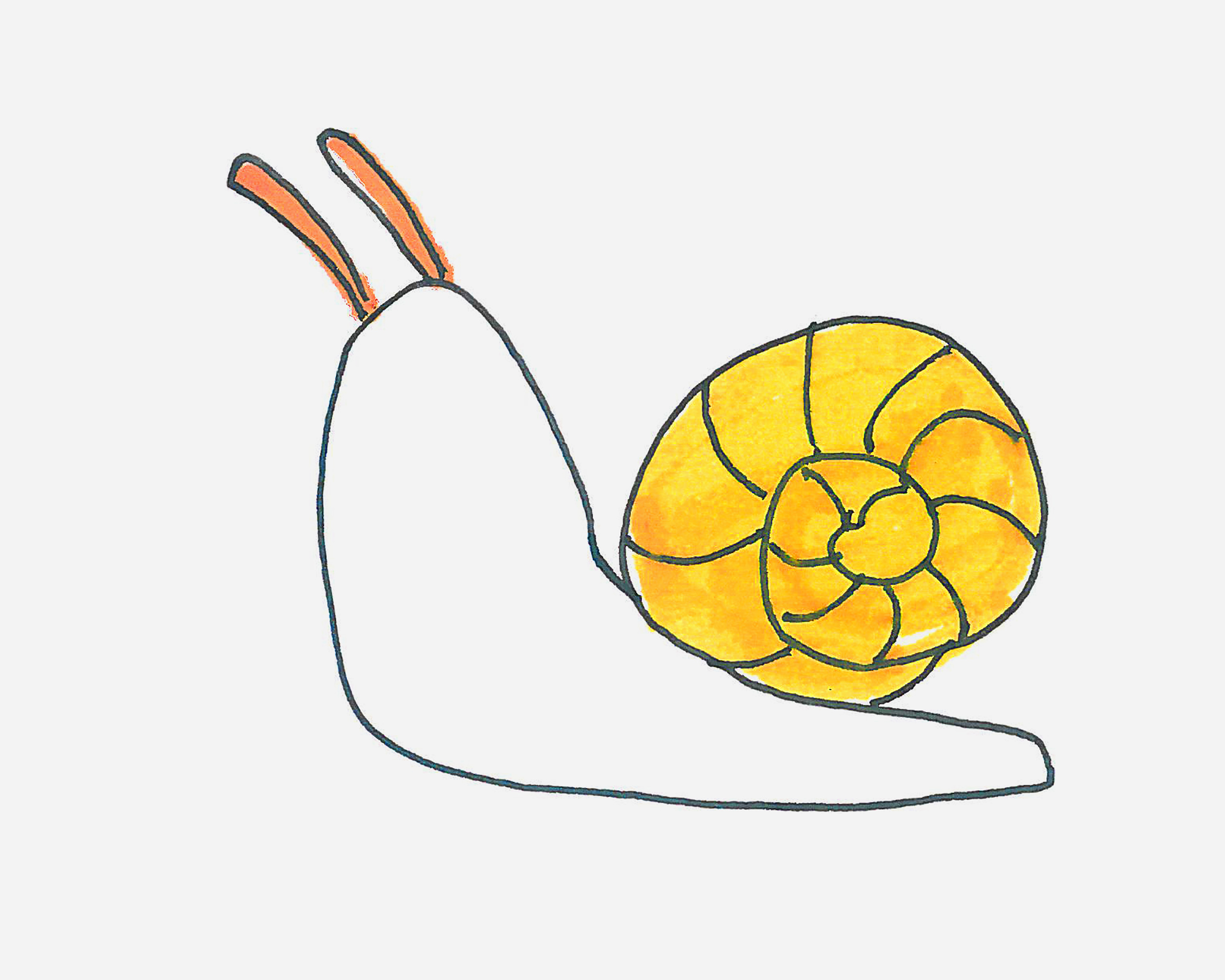卡通蜗牛简笔画画法图片步骤💛巧艺网
