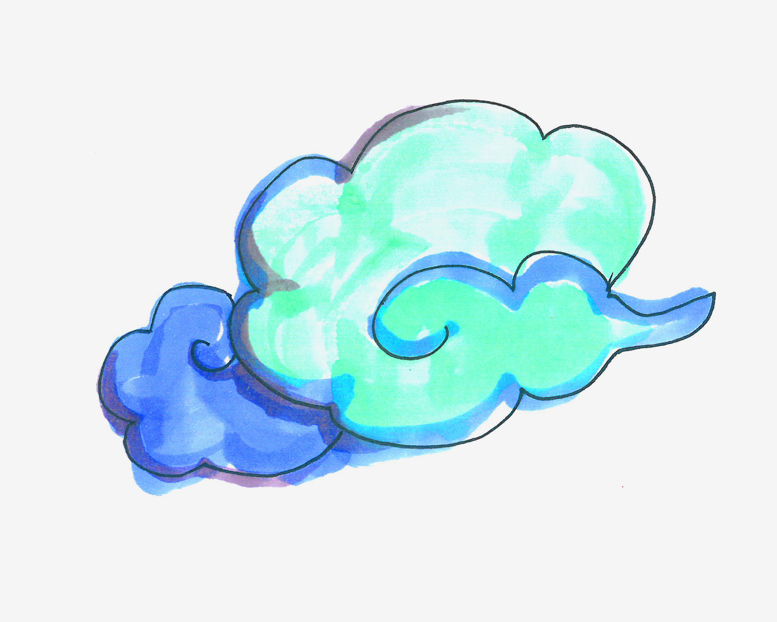 彩色手绘水彩云朵图片素材免费下载 - 觅知网