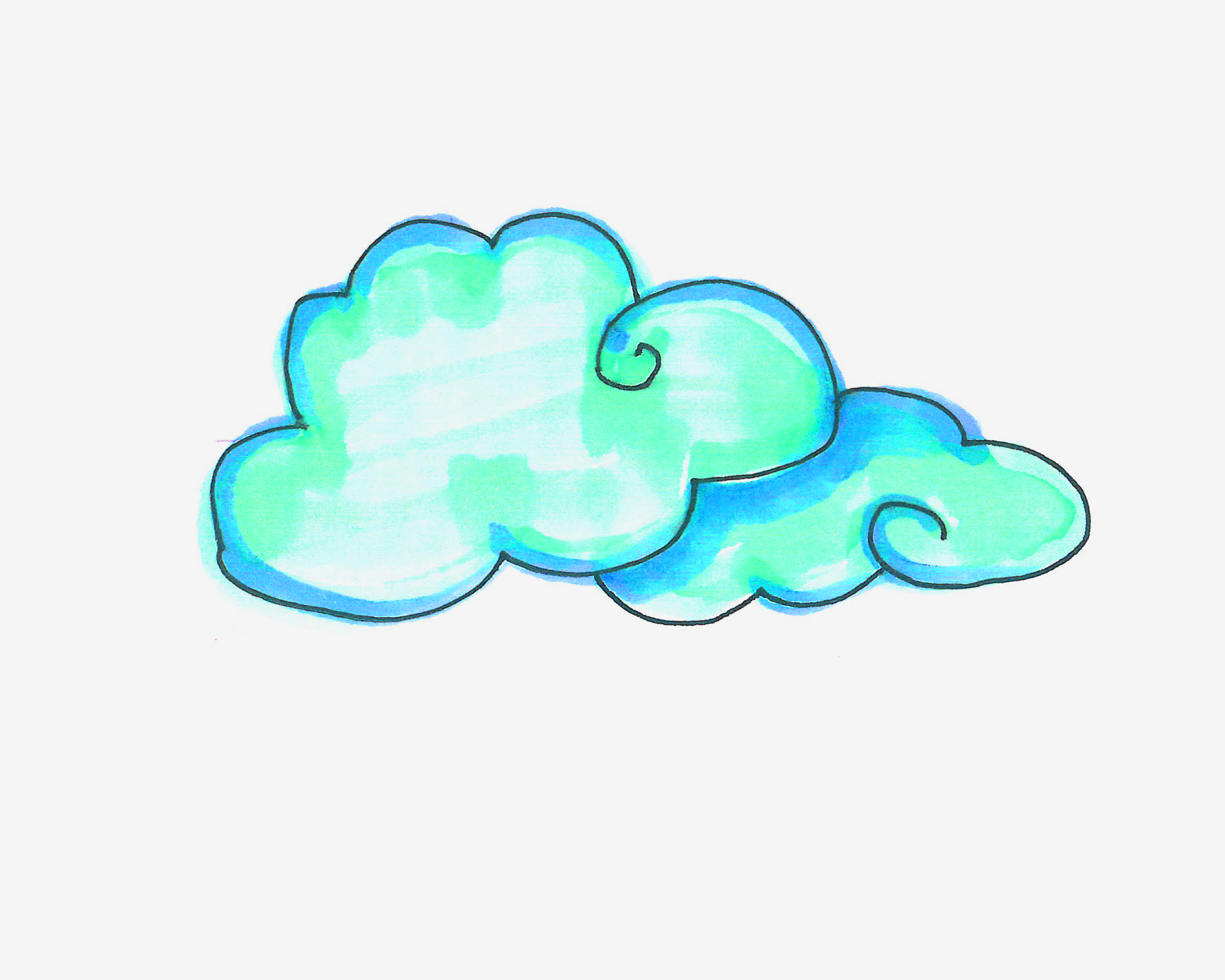 3-6岁简笔画优秀作品 色彩云朵的画法