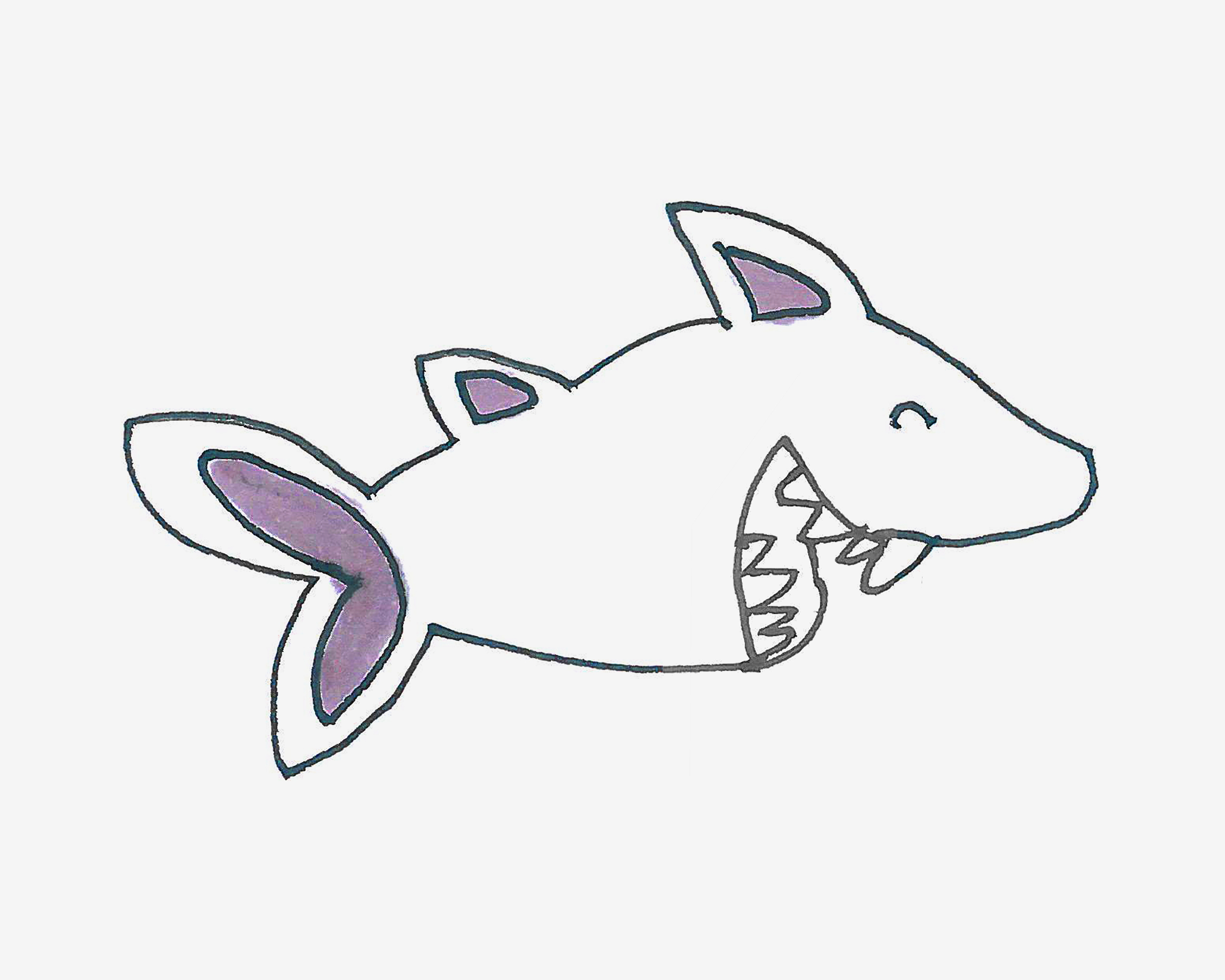 五六岁简笔画教程 带颜色鲨鱼怎么画简单又好看