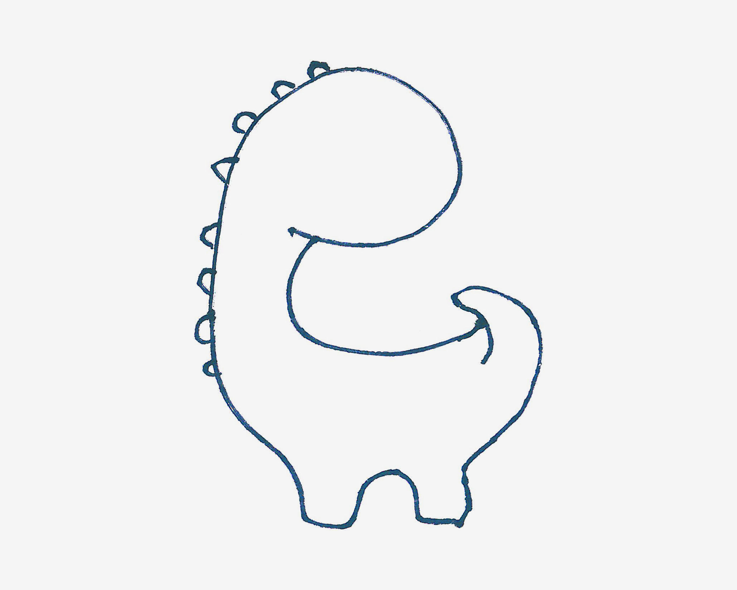 动物简笔画：可爱的小恐龙