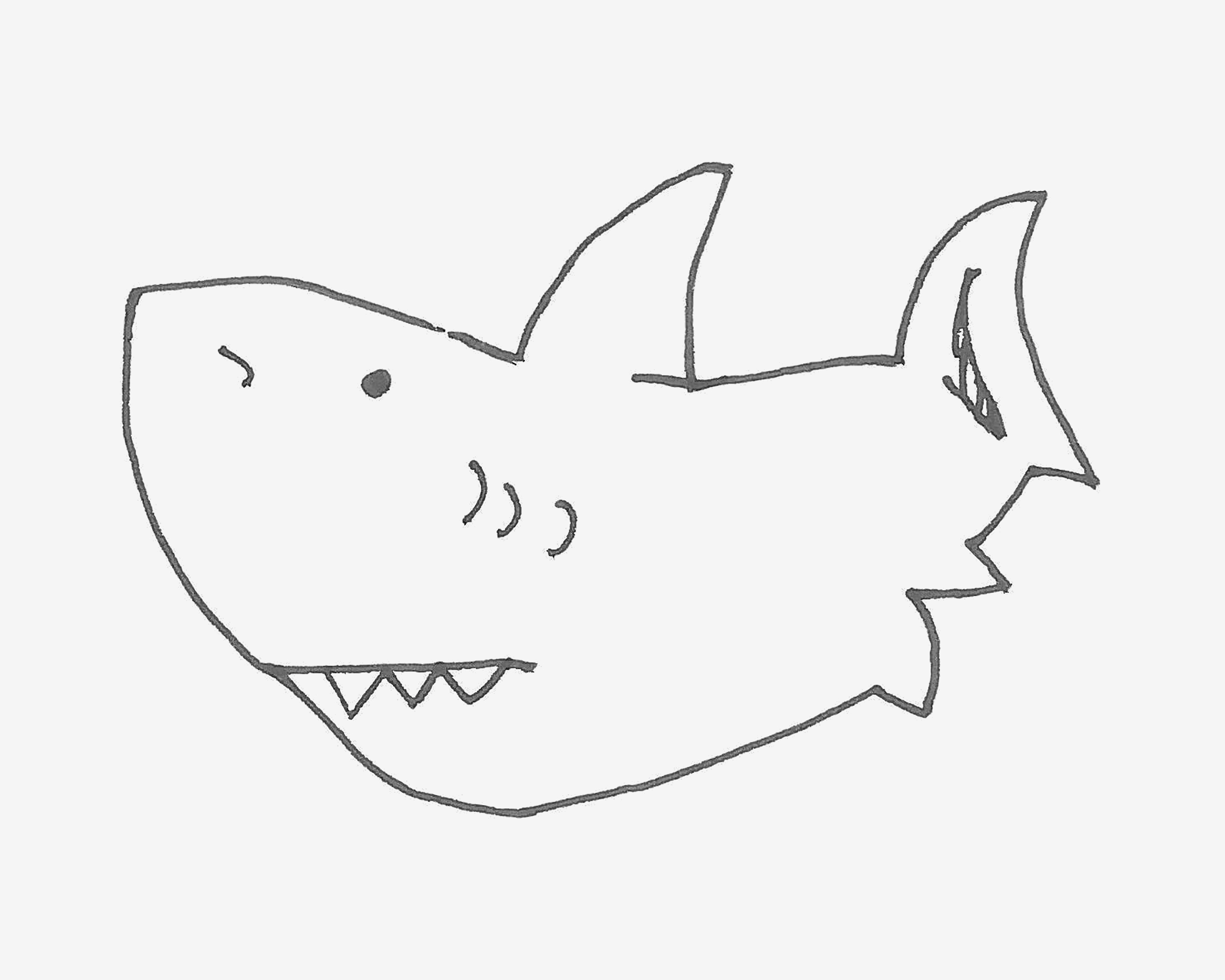 卡通鲨鱼简笔画画法图片步骤💛巧艺网