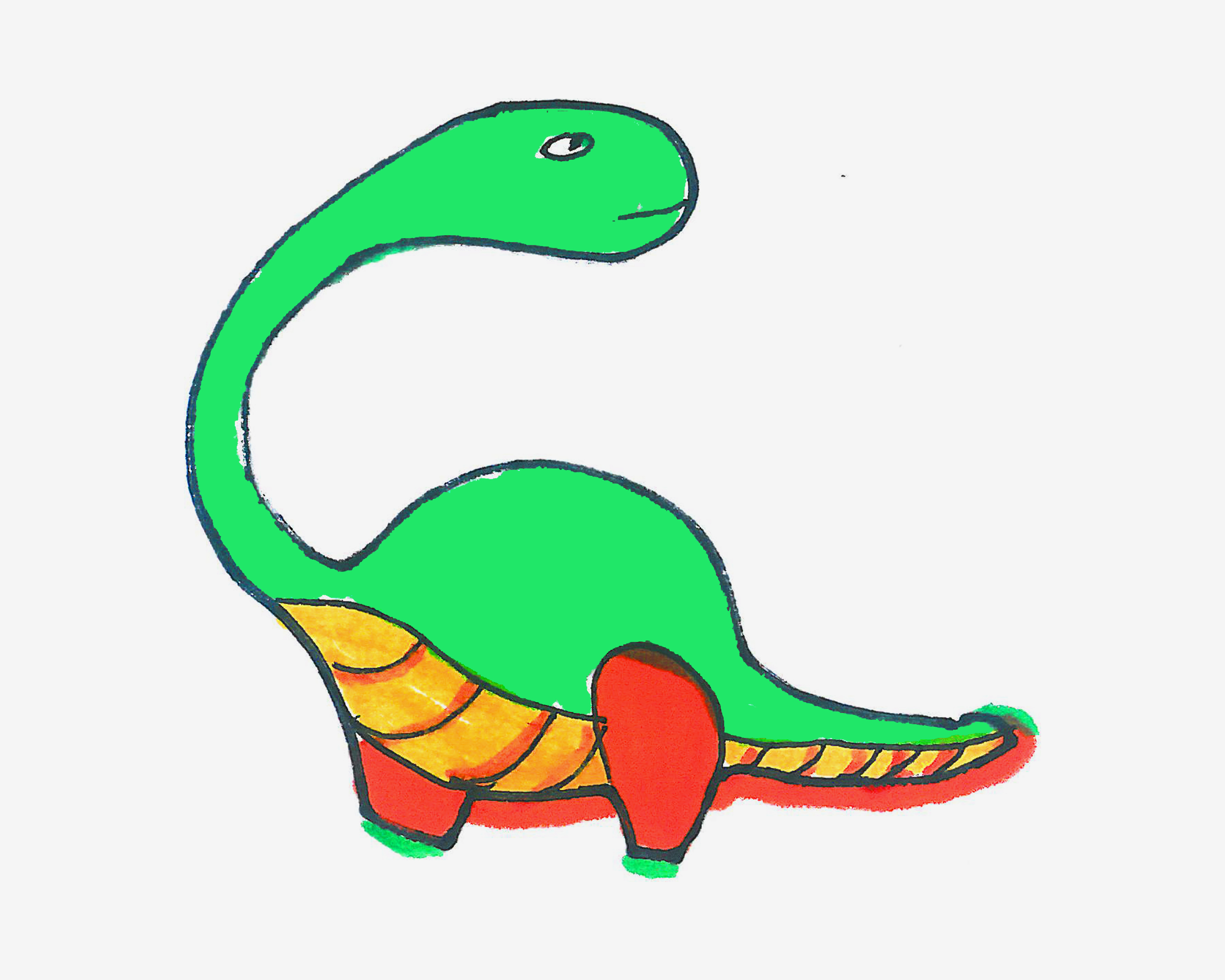 四五岁简笔画教程 恐龙的画法（儿童绘画袜子） - 有点网 - 好手艺