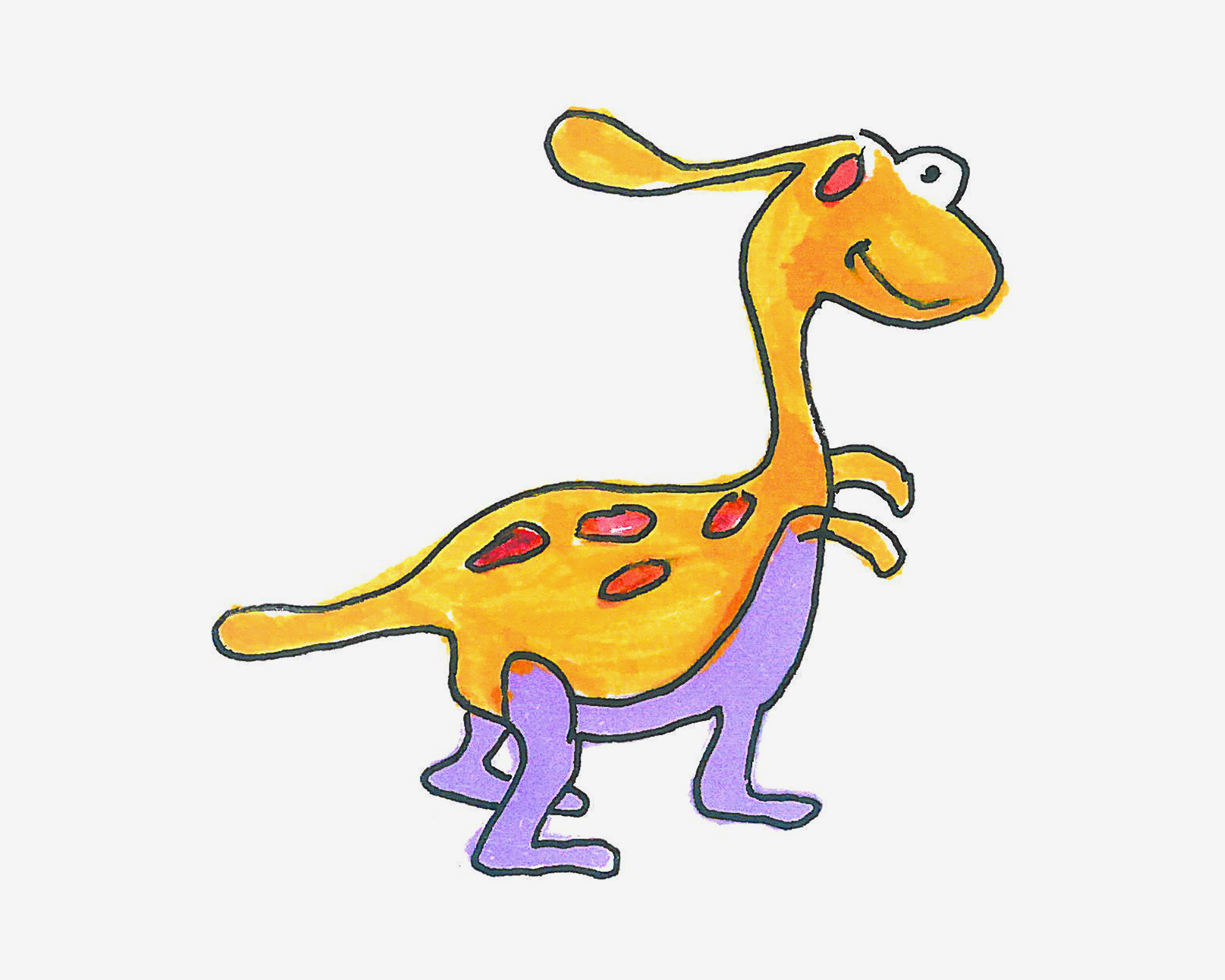 5-6岁儿童简笔画教程 带颜色恐龙的画法图解教程