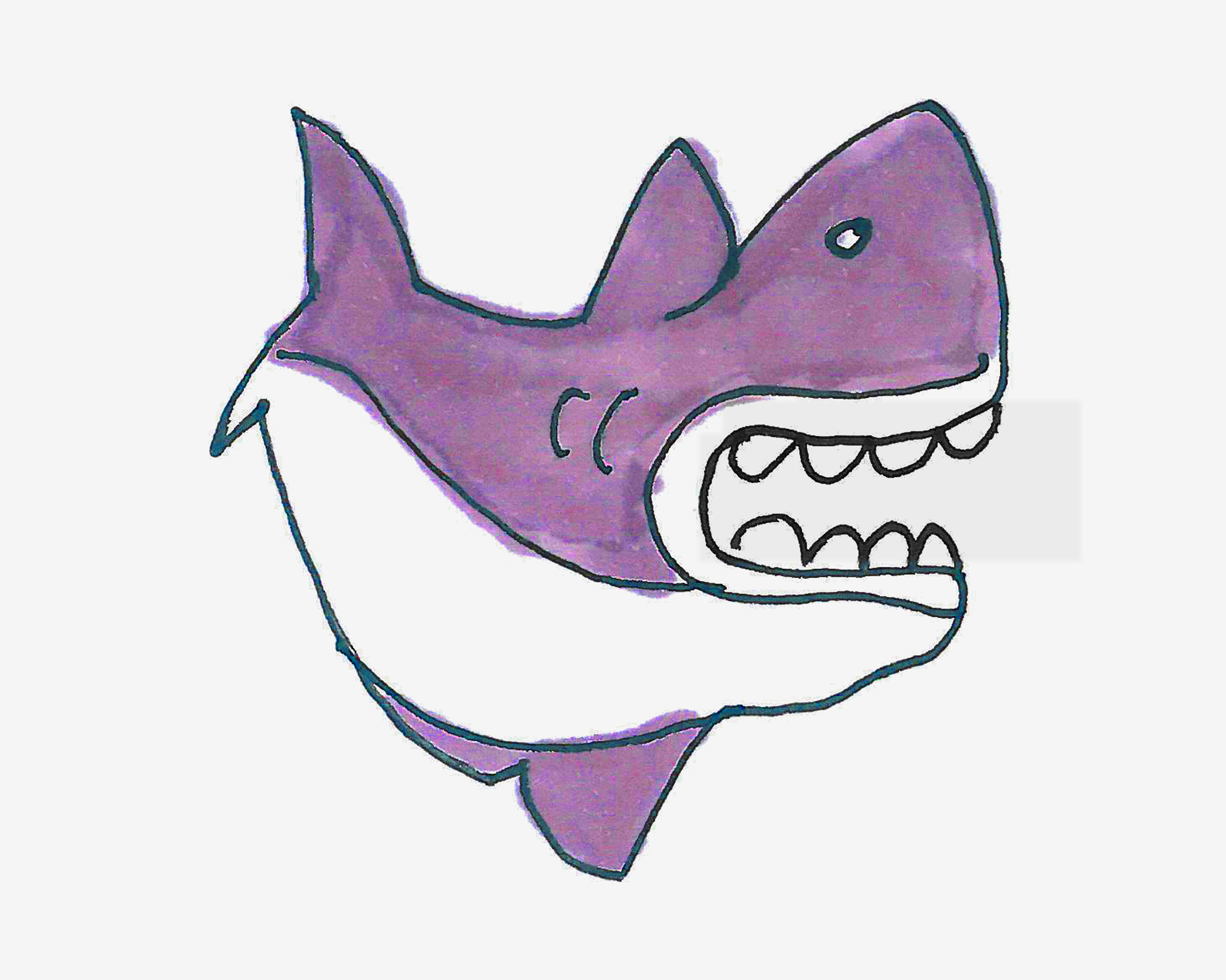 7-9岁儿童简笔画作品 色彩鲨鱼的画法