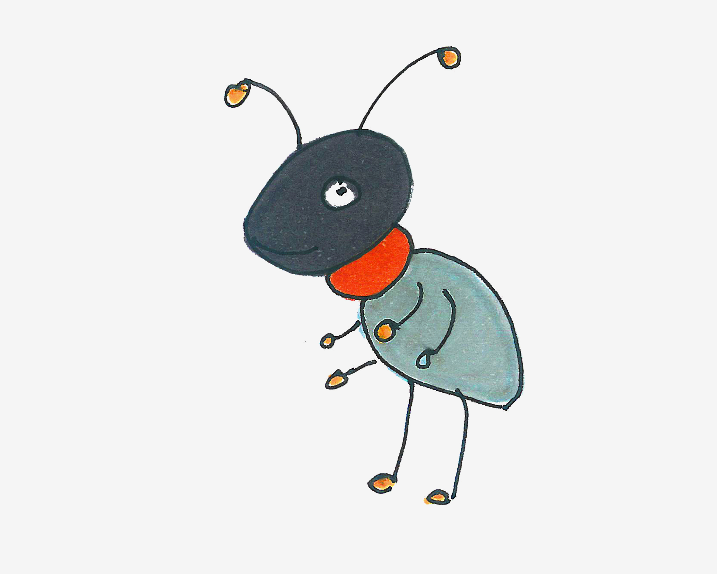 简单小蚂蚁简笔画画法图片步骤（冬季绘画儿童画） - 有点网 - 好手艺