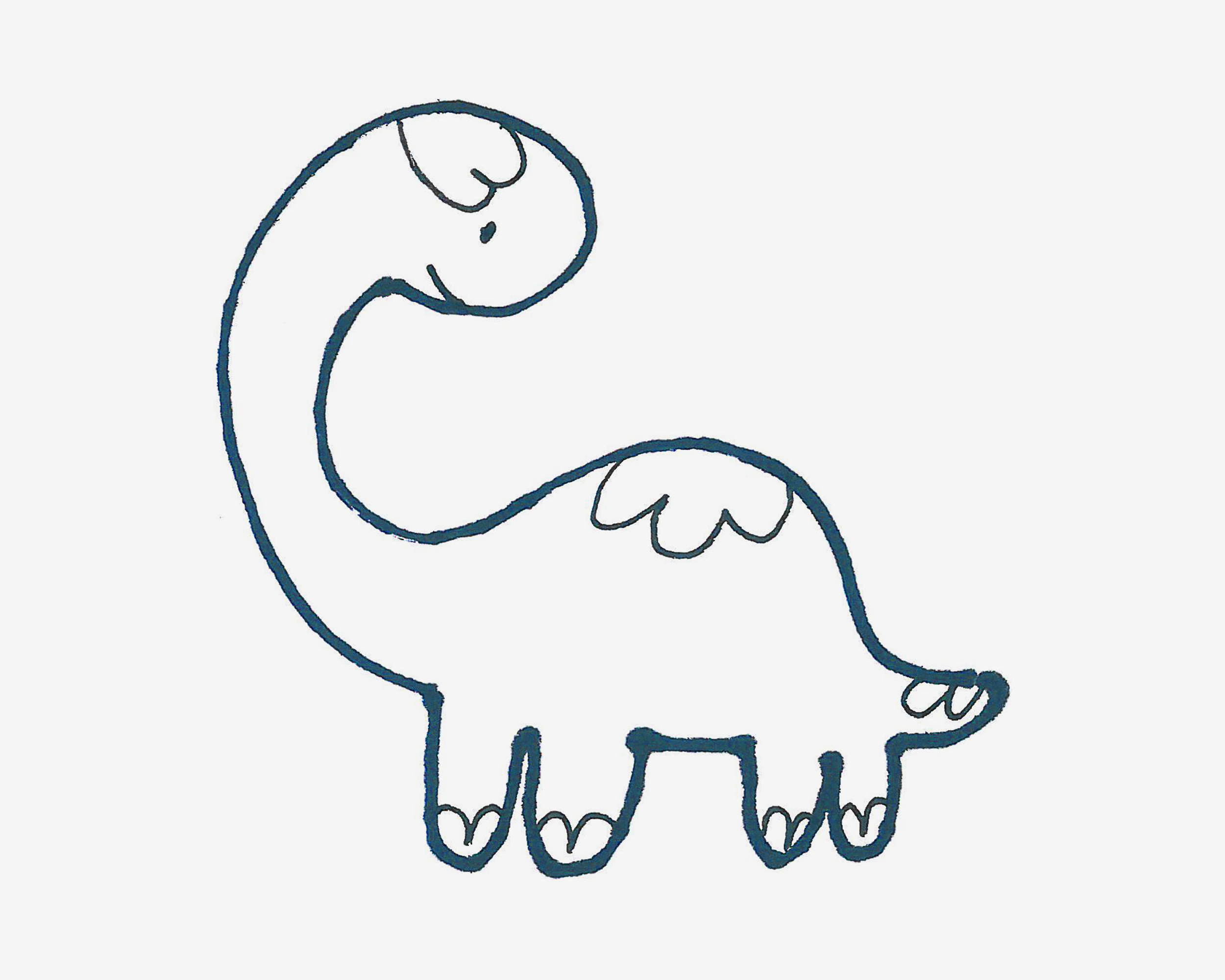 最简单简笔画优秀作品 带颜色恐龙的画法图解教程
