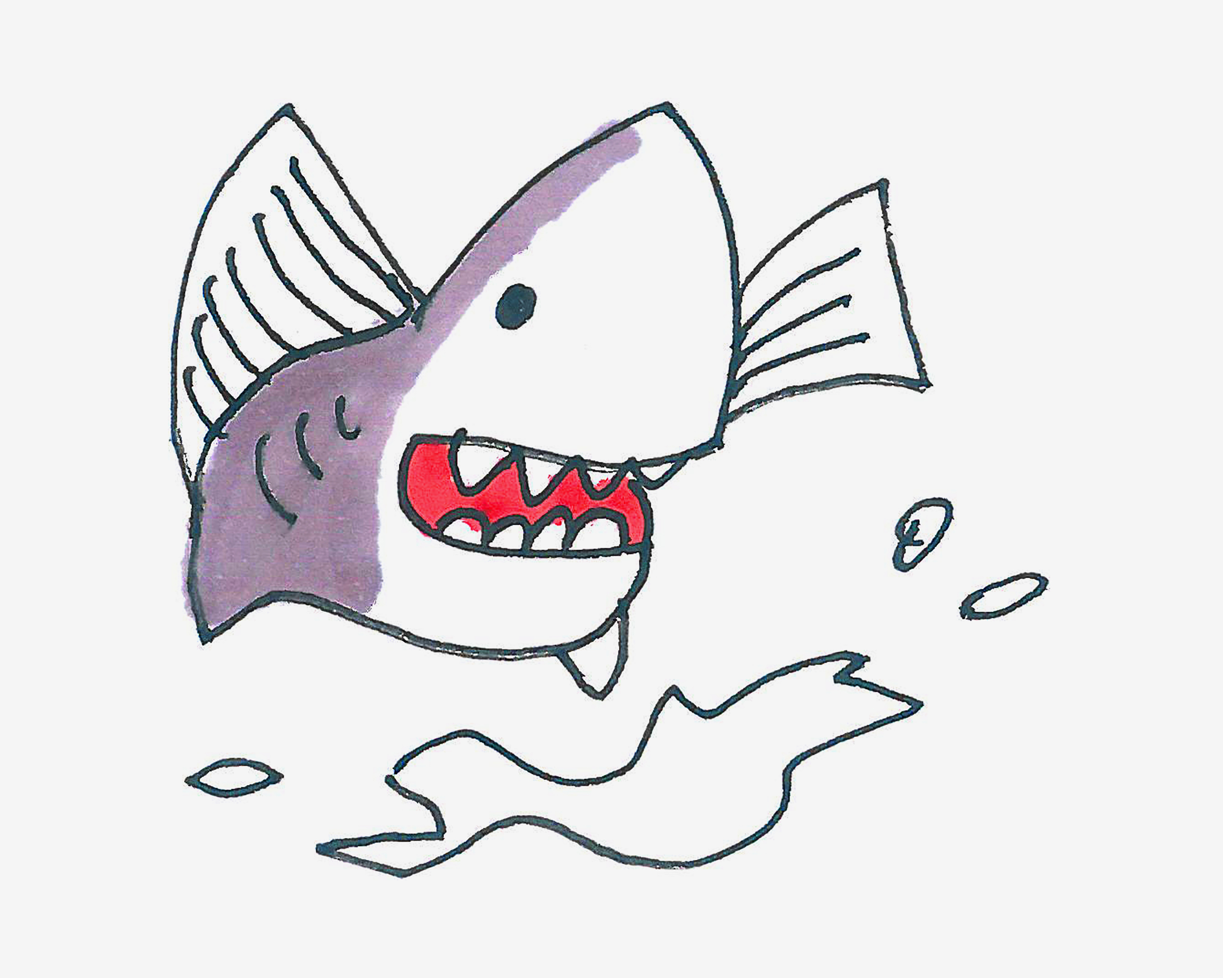 3-6岁简笔画教程 小鲨鱼的画法教程