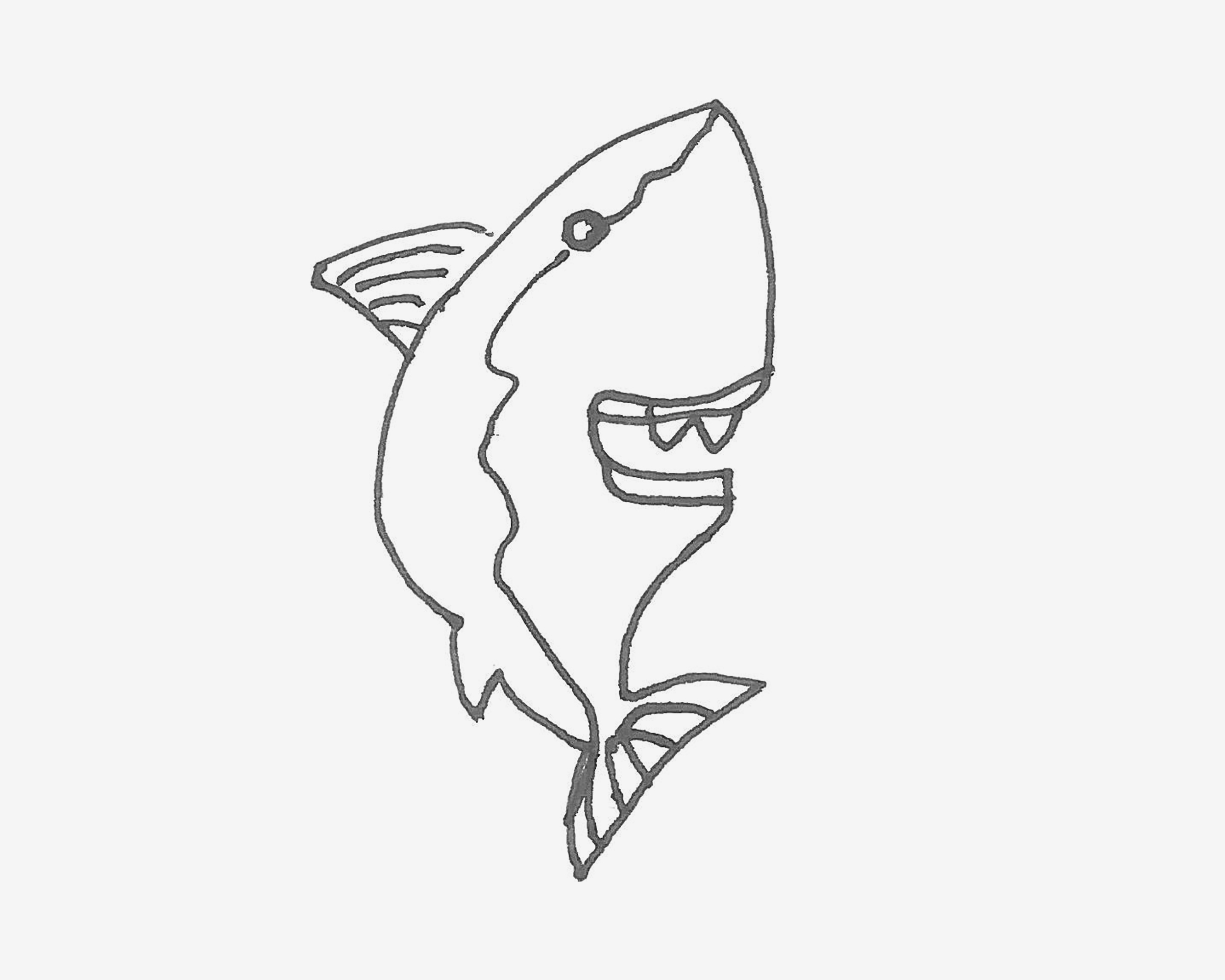 卡通鲨鱼简笔画画法图片步骤