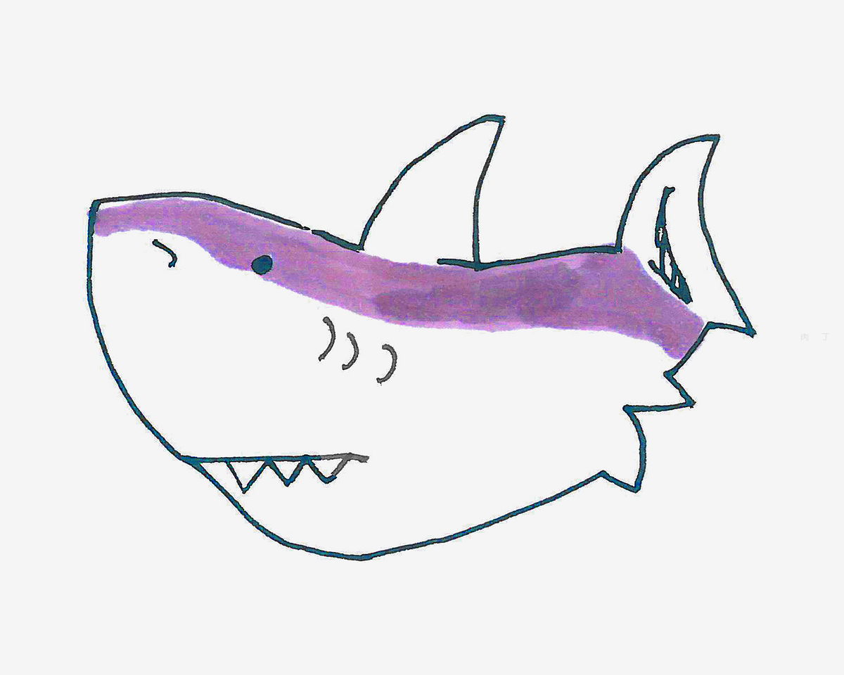 有趣的鲨鱼简笔画画法图片步骤（节约粮食不浪费儿童画） - 有点网 - 好手艺