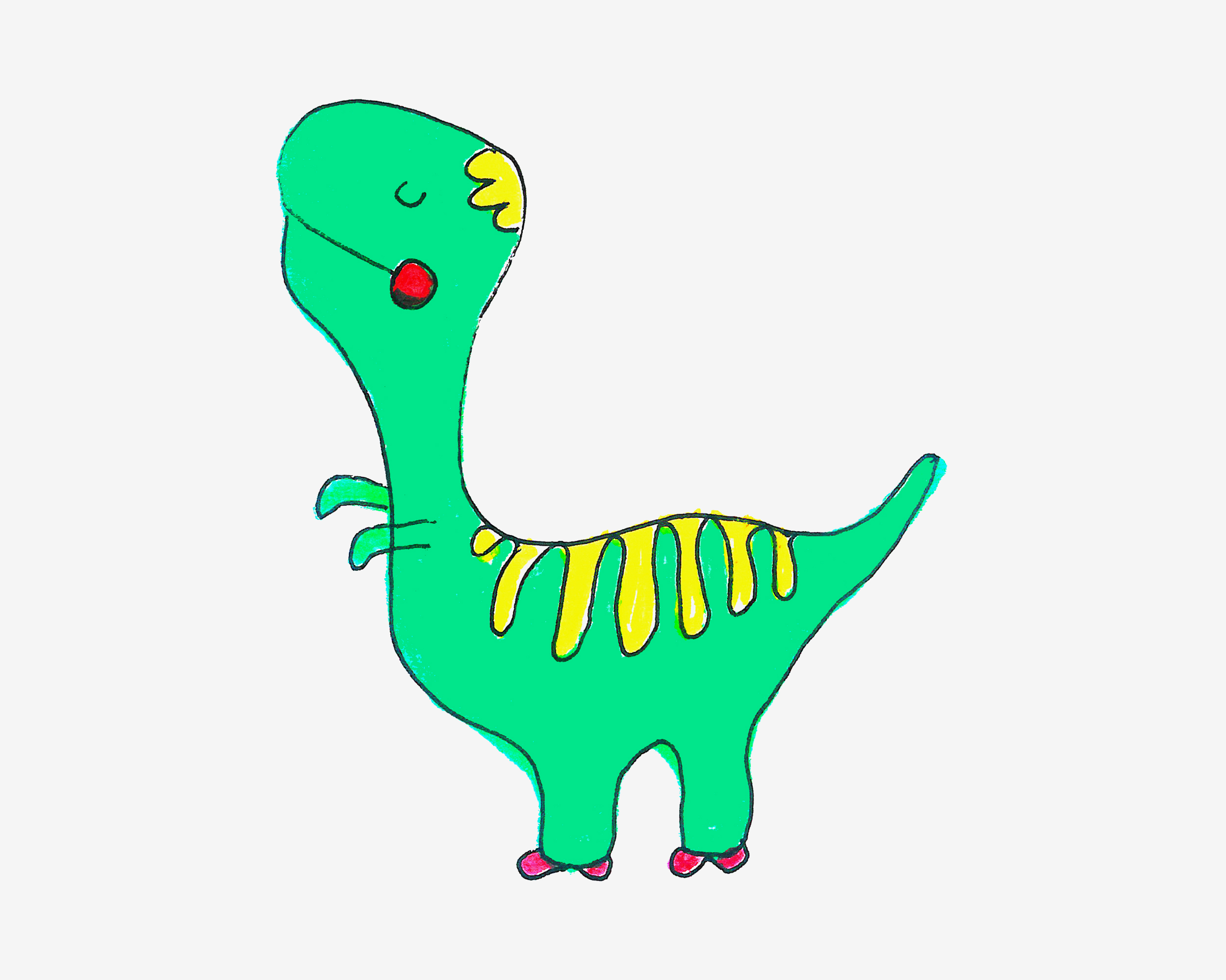 四五岁简笔画教程 恐龙的画法💛巧艺网