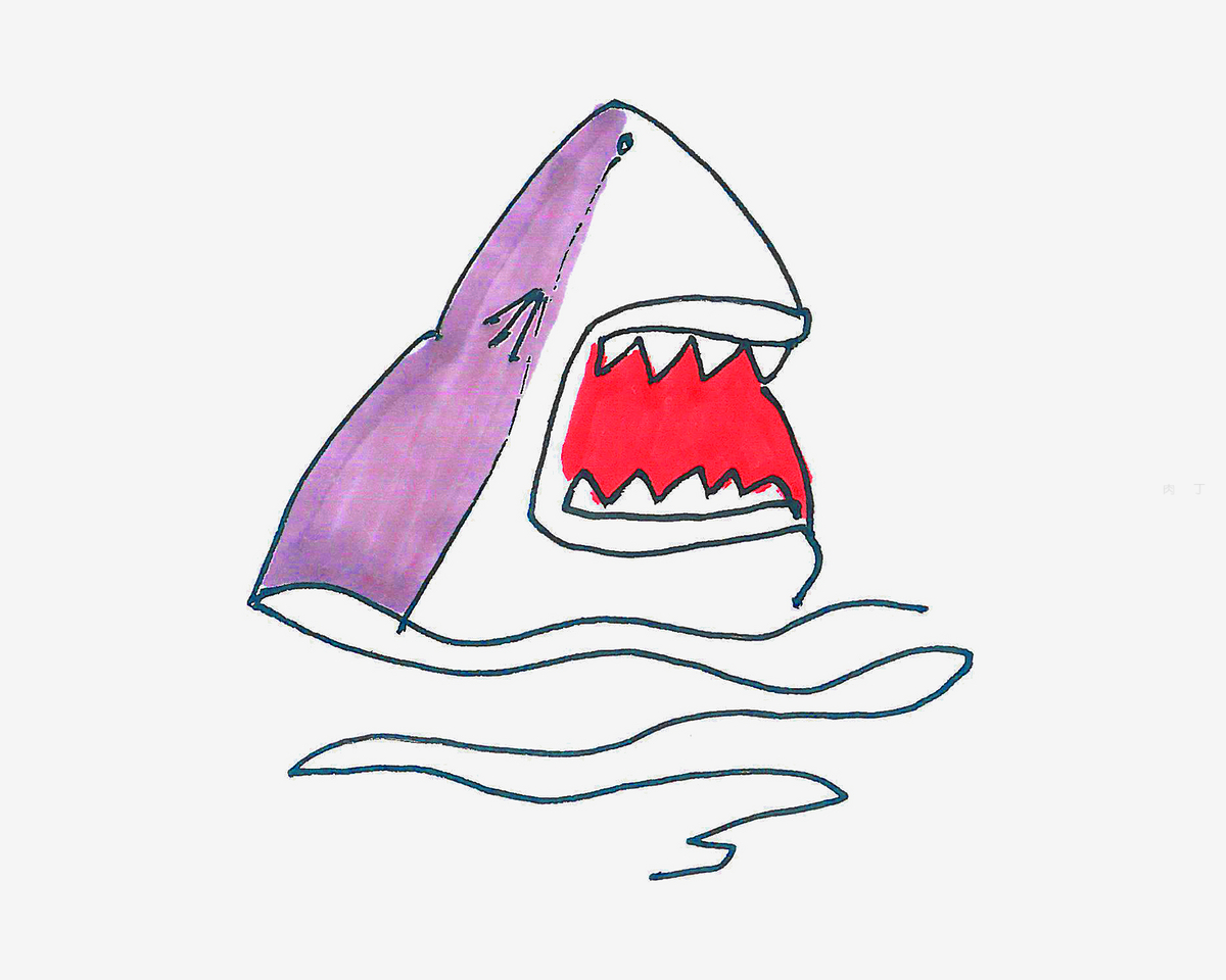 卡通鲨鱼简笔画画法图片步骤（消防简笔画） - 有点网 - 好手艺
