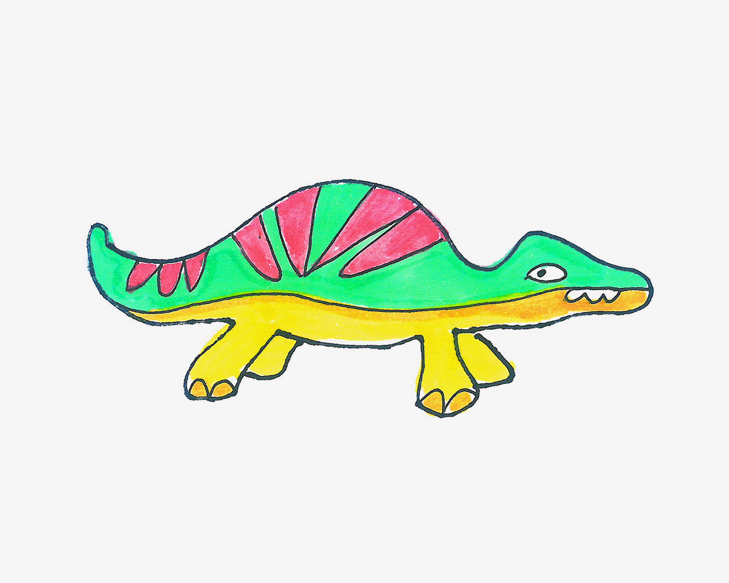 4-6岁简笔画启蒙教程 有颜色小恐龙怎么画