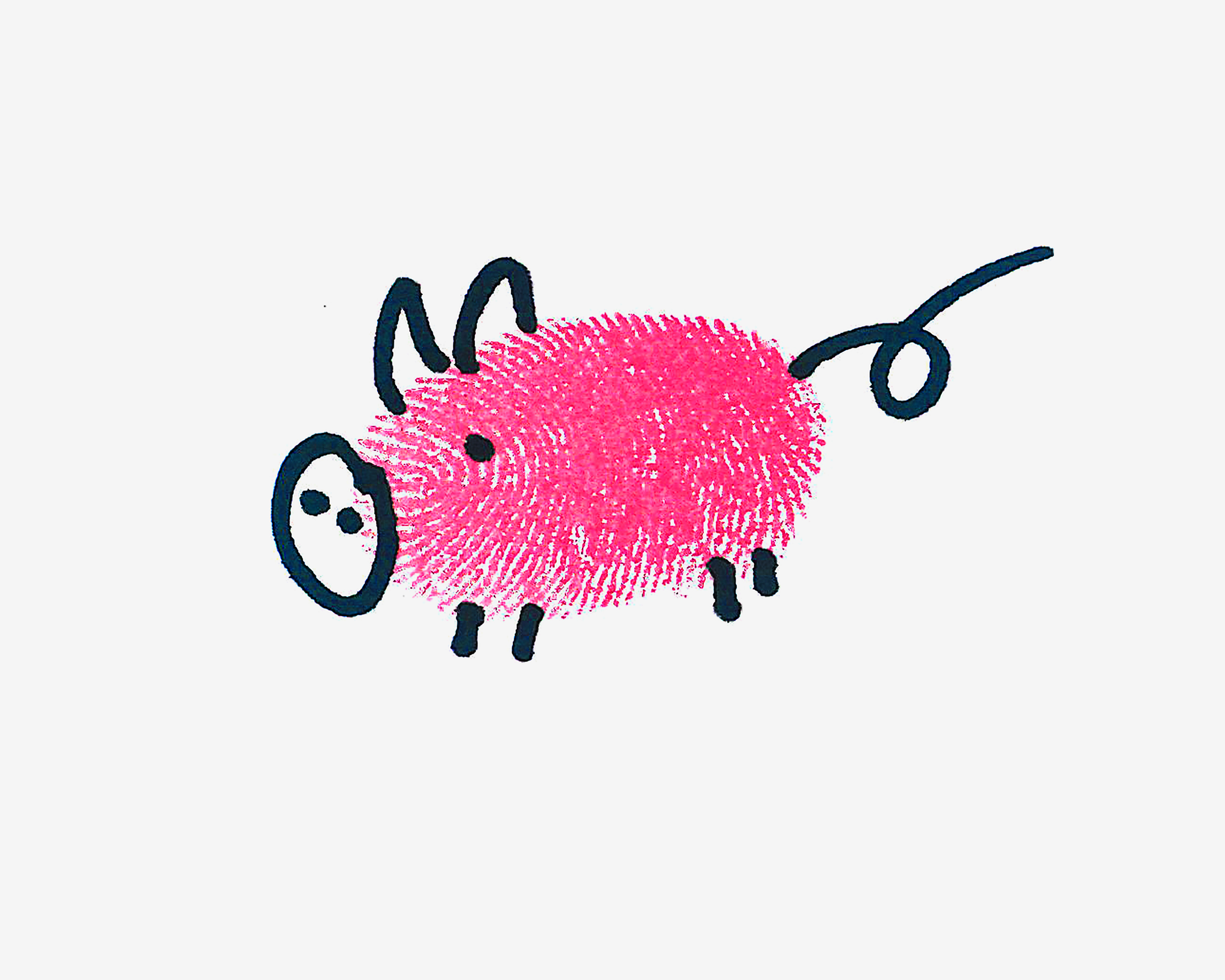 儿童手指纹画教程 简单可爱小猪的画法