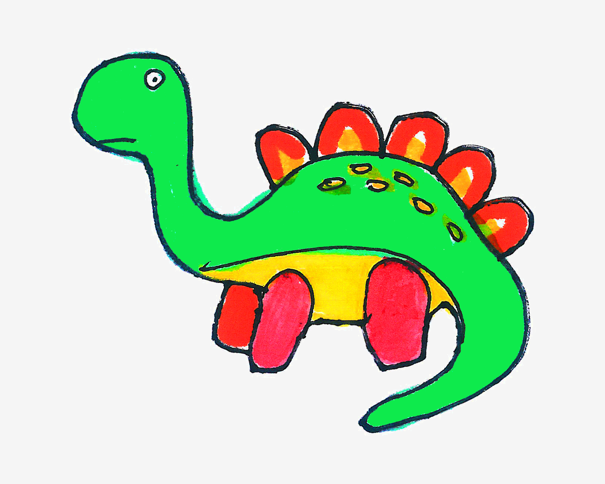 6岁儿童简笔画启蒙教程 恐龙的画法教程
