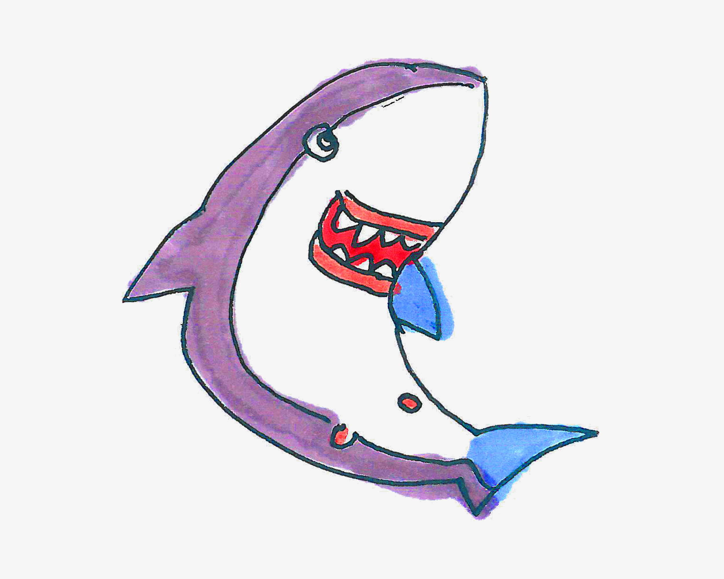 5岁简笔画教程 鲨鱼的画法图解教程