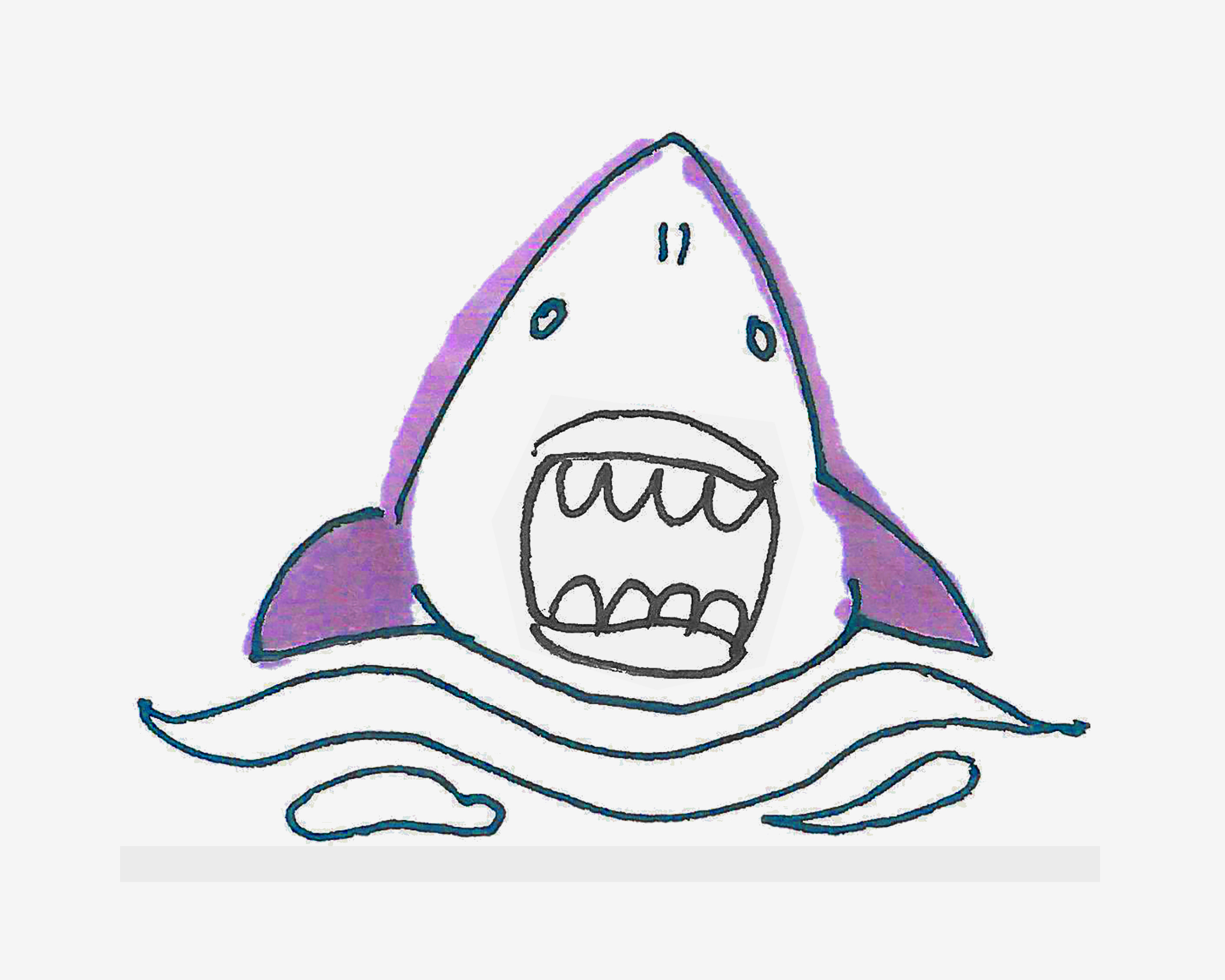 鲨鱼简笔画_海洋动物