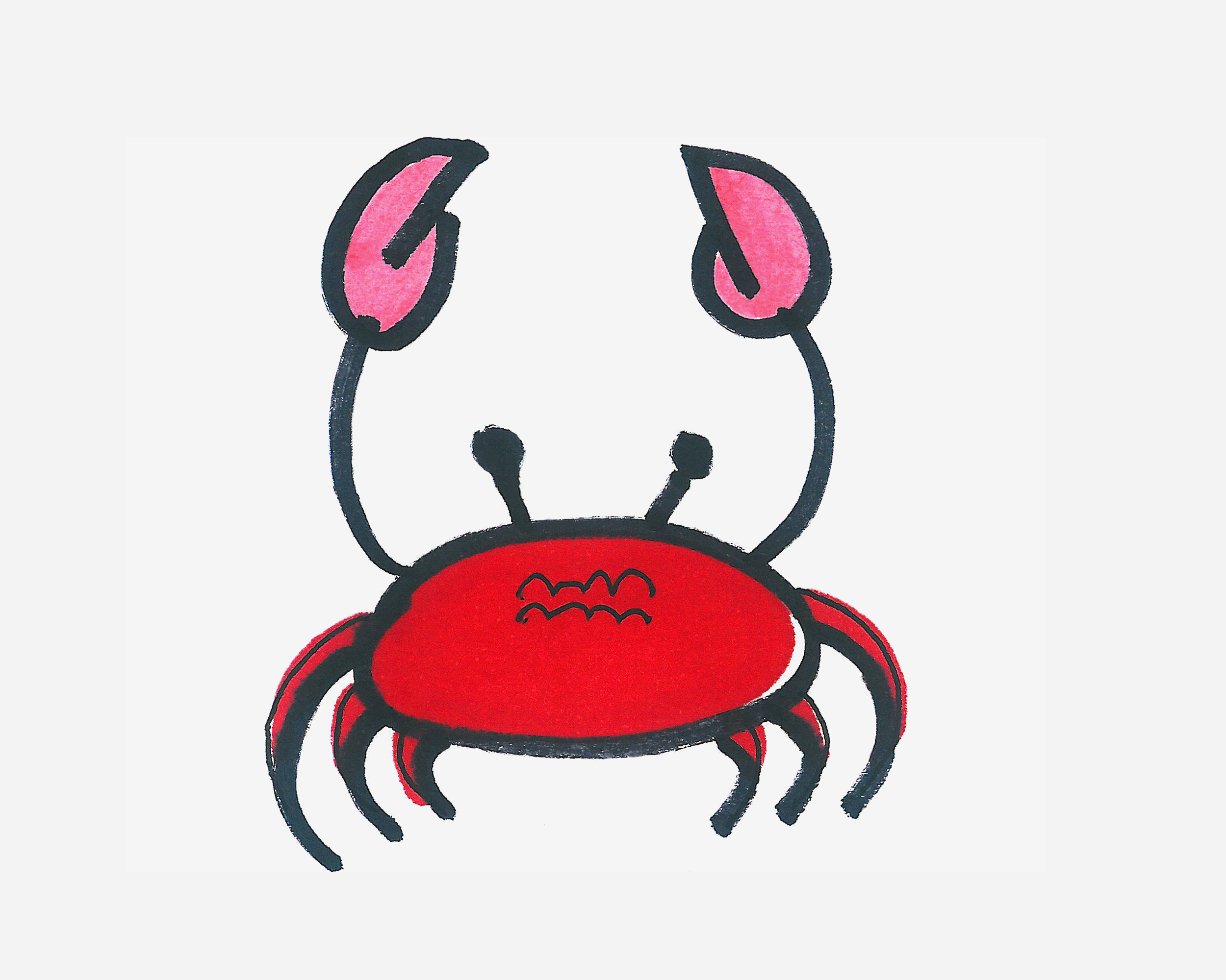 5-8岁简笔画教程 色彩螃蟹的画法图解教程
