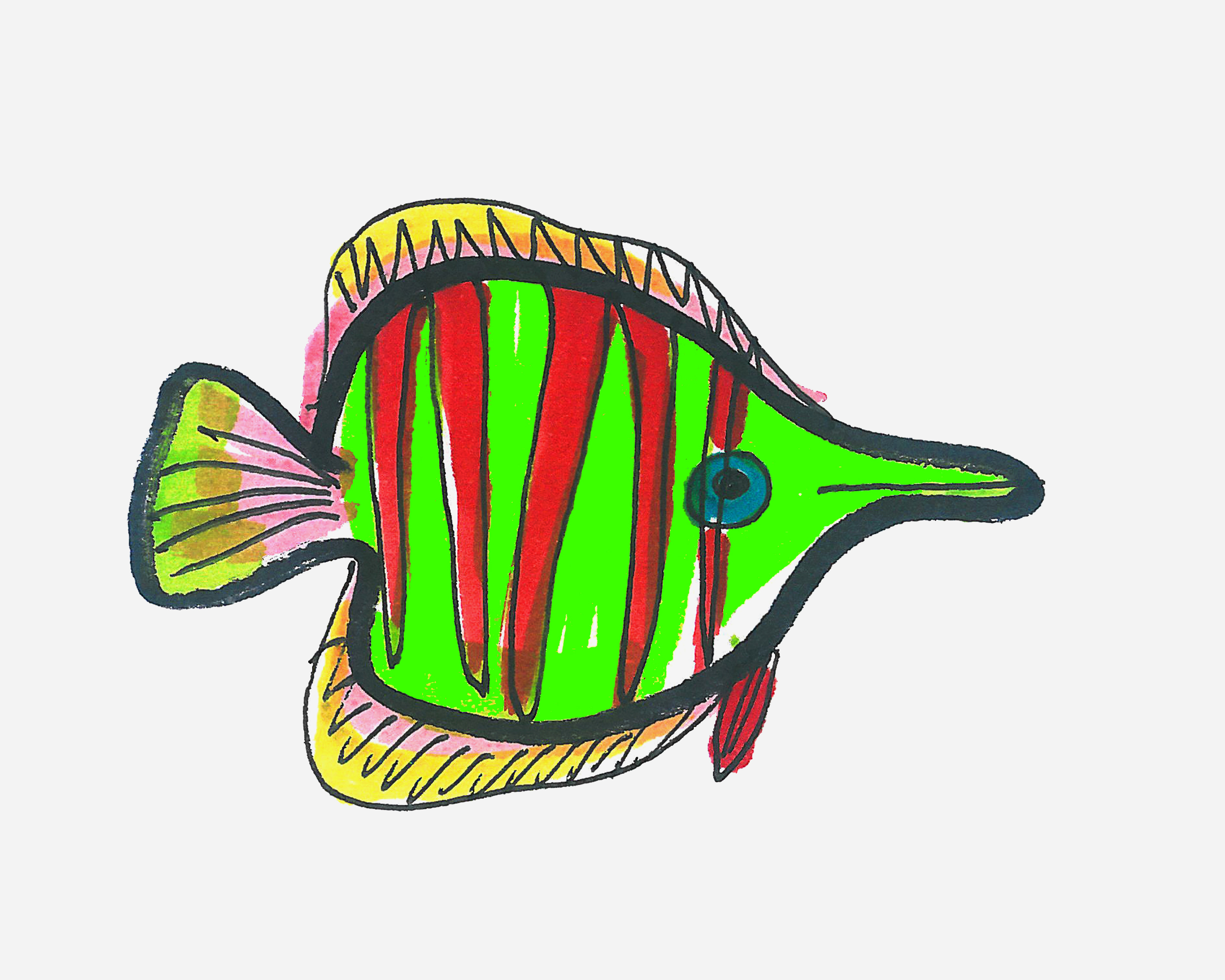 幼儿彩色简笔画 简笔画鱼的画法详细过程 肉丁儿童网