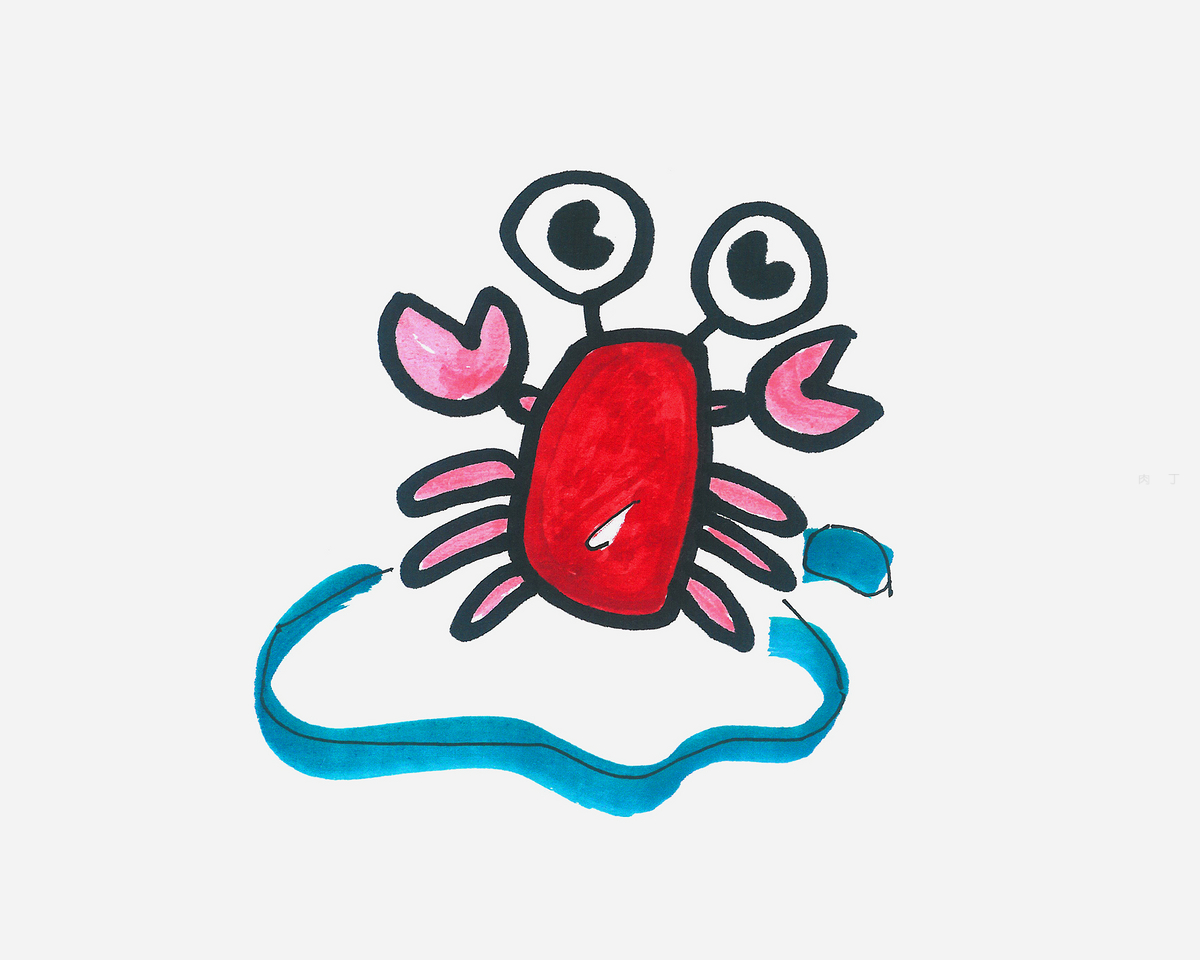 小螃蟹简笔画画法图片步骤（家风绘画作品儿童图片） - 有点网 - 好手艺
