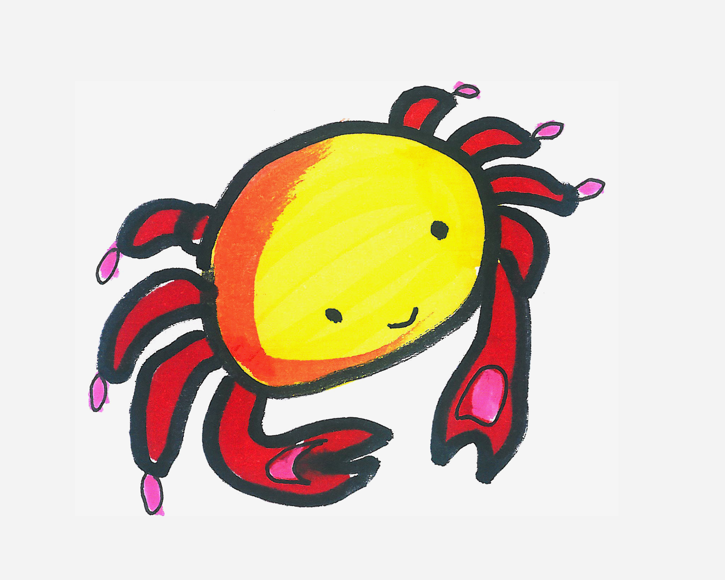 5-8岁儿童简笔画教程 小螃蟹的画法图解教程