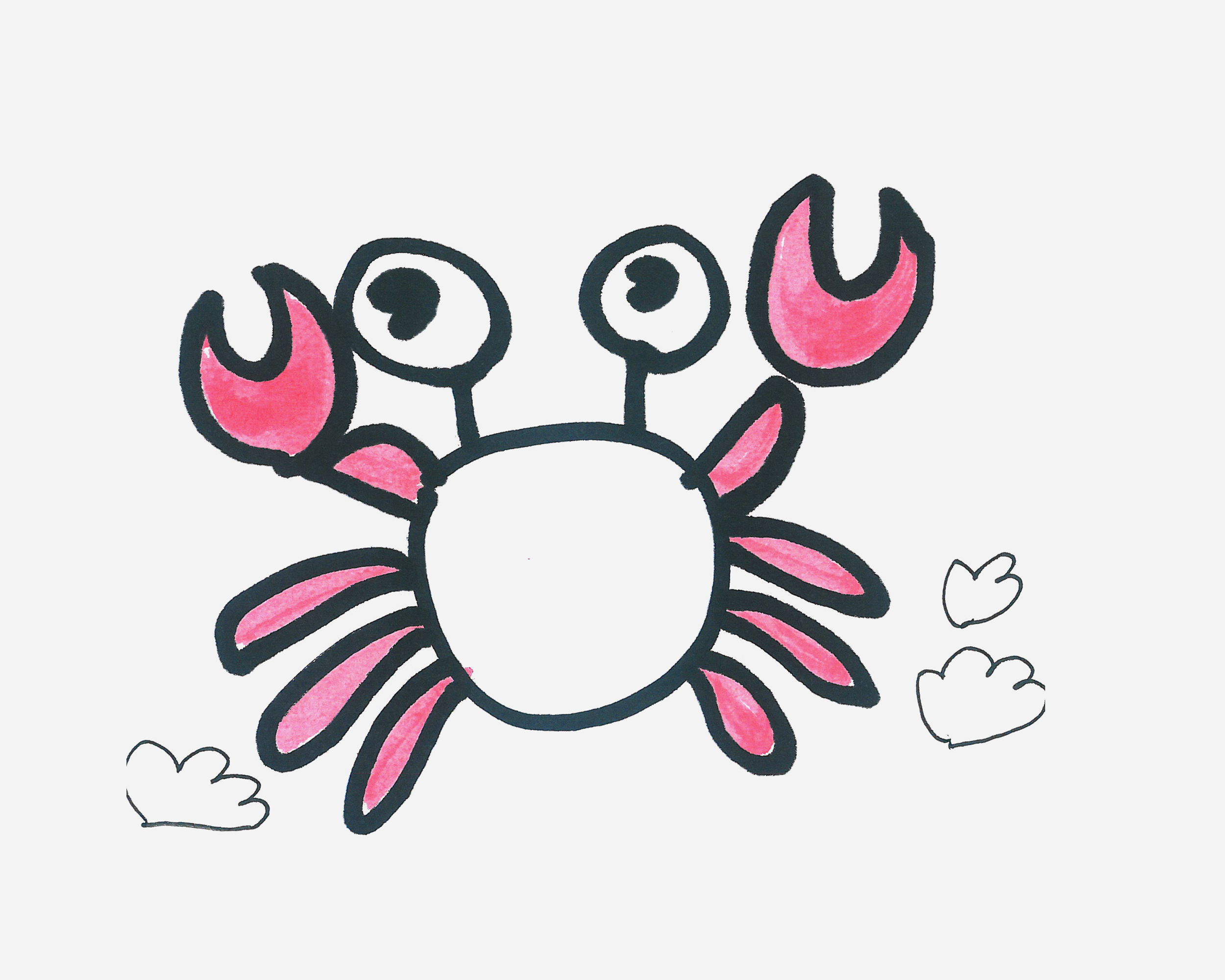 简单又可爱儿童简笔画启蒙教程 带颜色小螃蟹怎么画好看（儿童学画画基础入门教程免费） - 有点网 - 好手艺