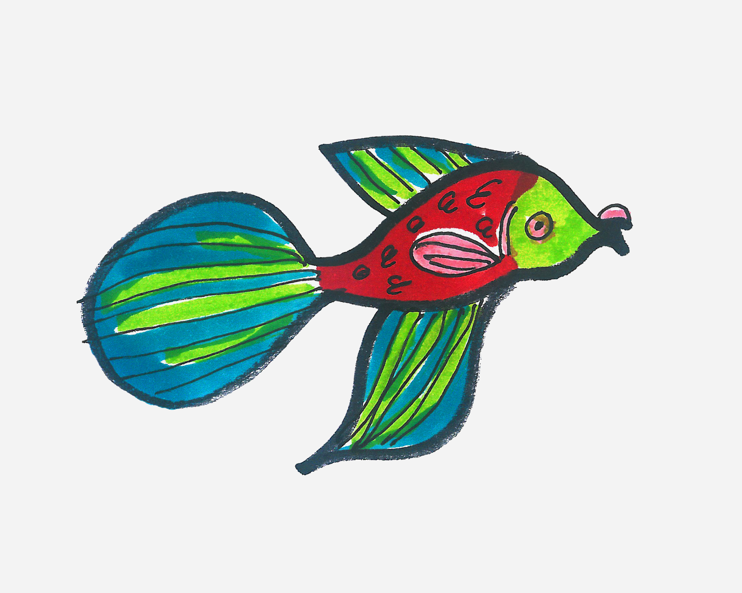 最漂亮简笔画图片 有颜色小鱼的画法图解教程
