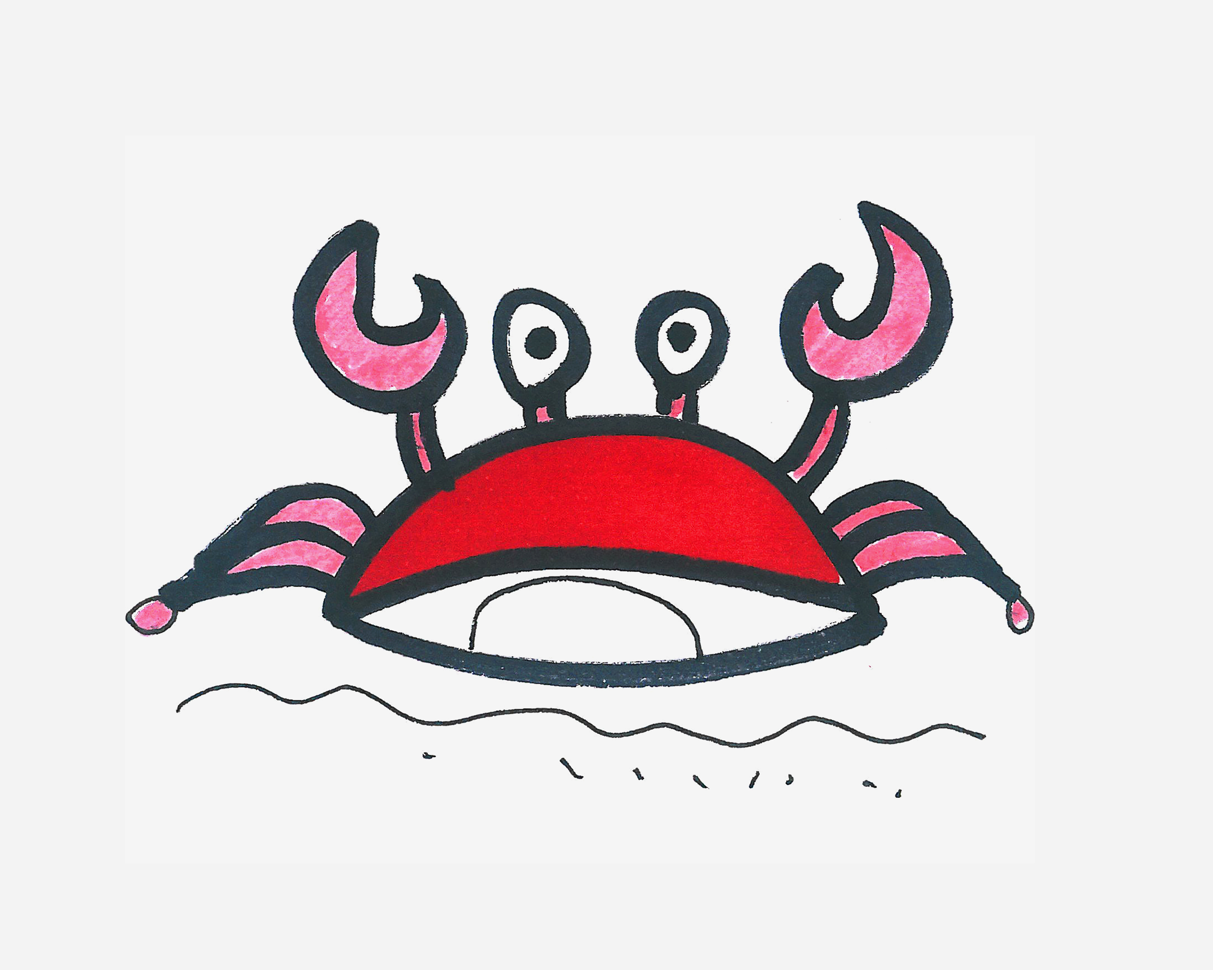最简单儿童画图片 涂色螃蟹怎么画最简单