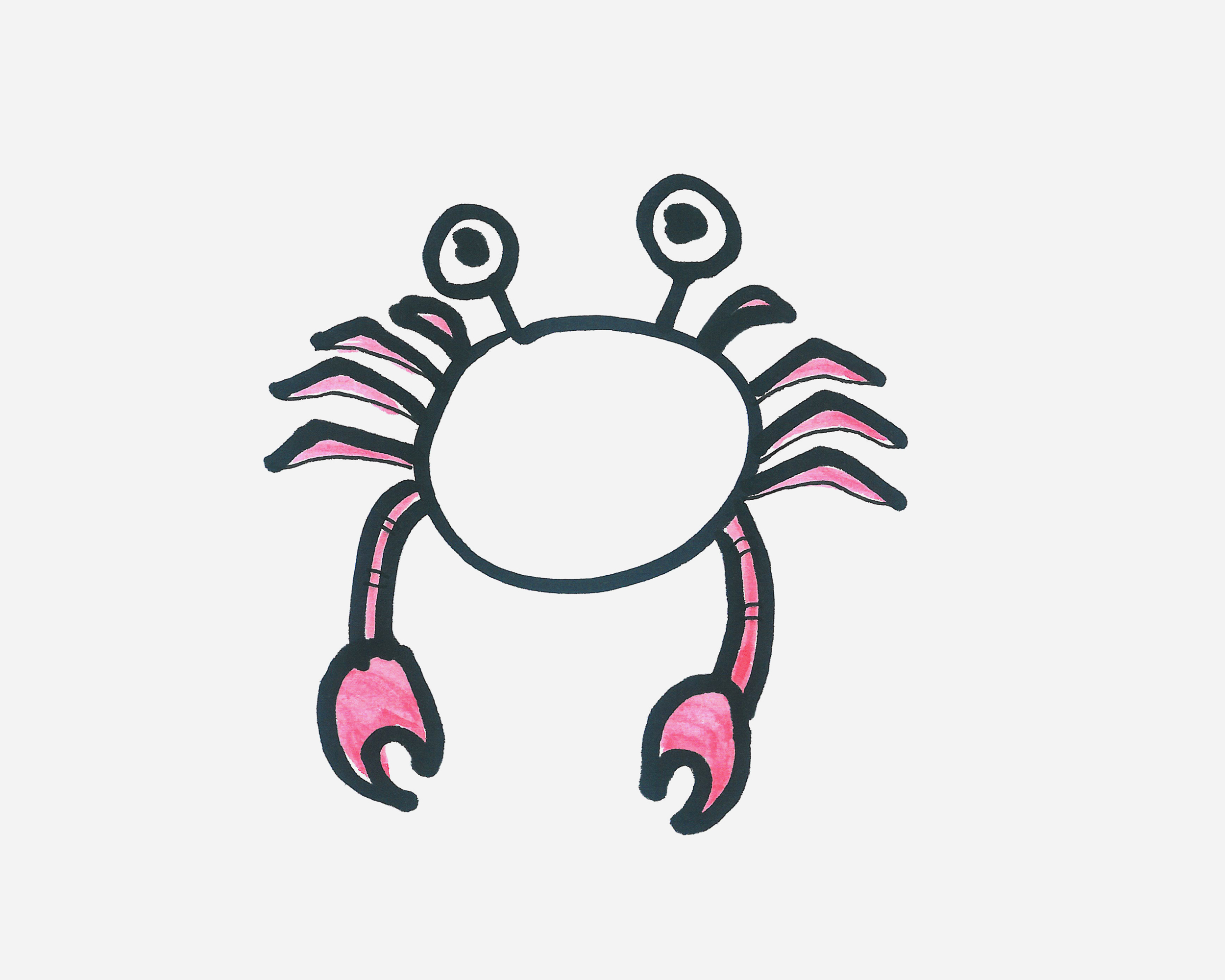 简单卡通螃蟹简笔画画法图片步骤