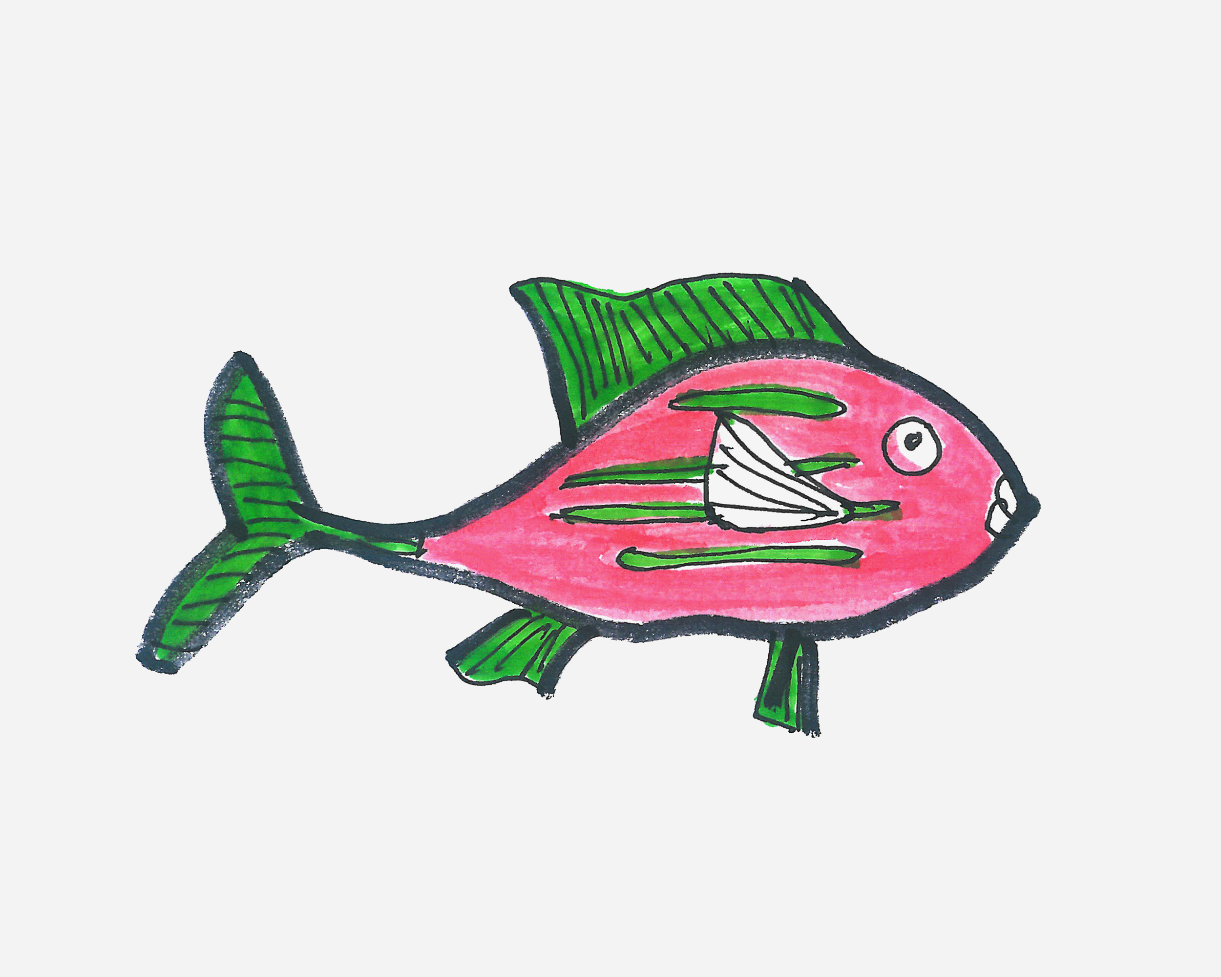 8岁简笔画教程 热带鱼的画法图解