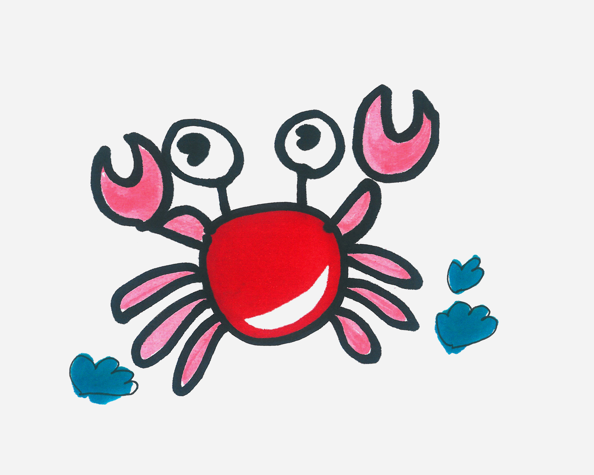 简单又可爱儿童简笔画启蒙教程 带颜色小螃蟹怎么画好看💛巧艺网